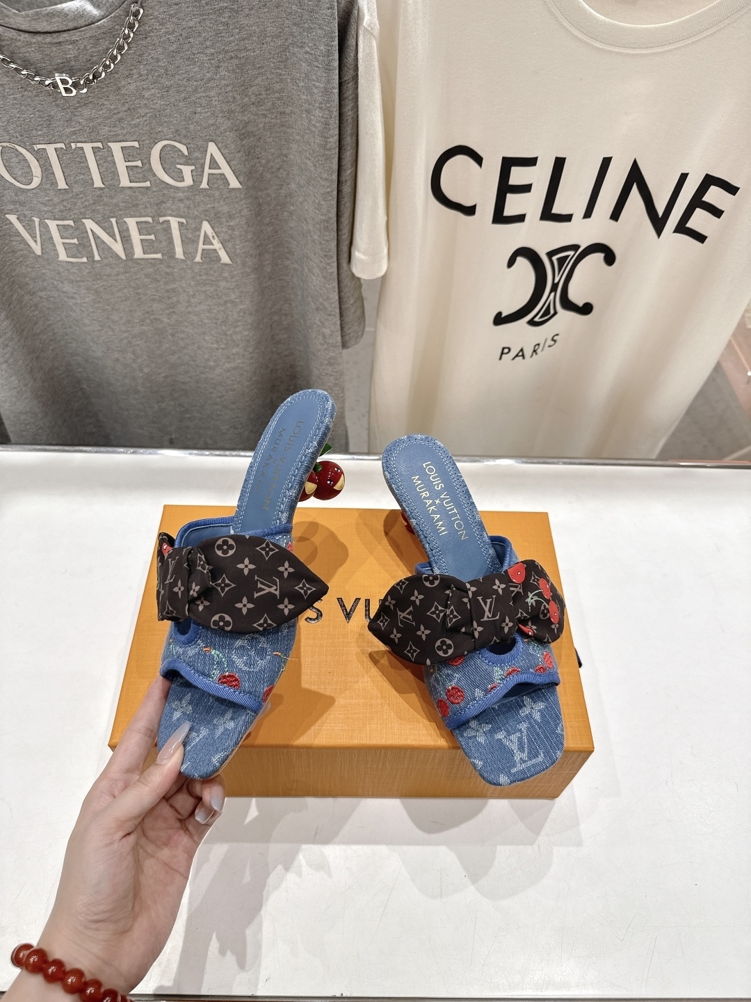 Louis Vuitton x Murakami Cherry Monogram Denim Bow Mules