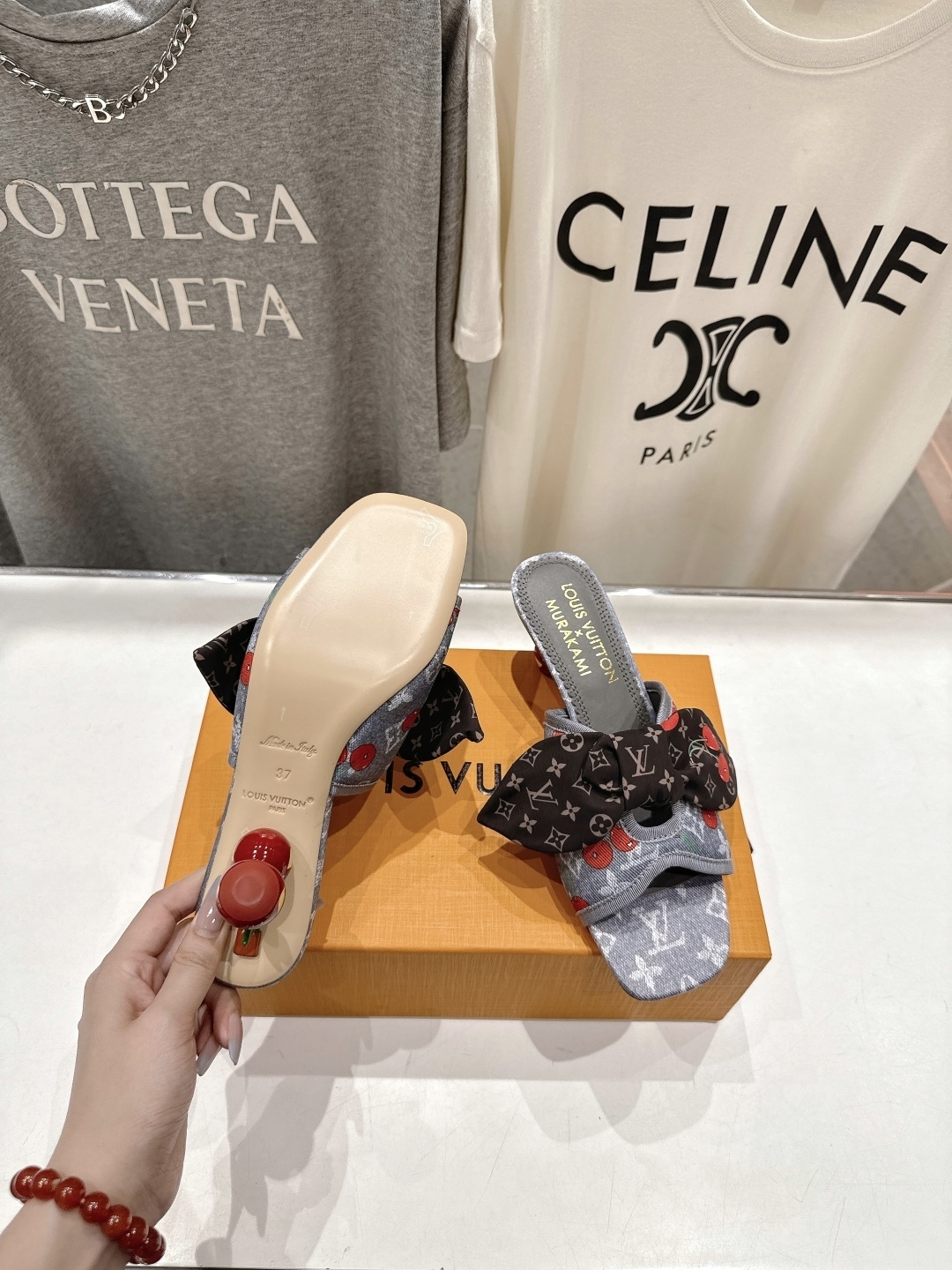 Louis Vuitton x Murakami Cherry Monogram Denim Bow Mules