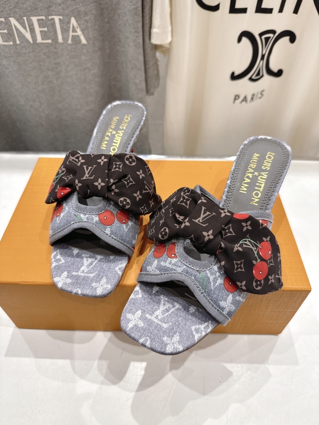 Louis Vuitton x Murakami Cherry Monogram Denim Bow Mules