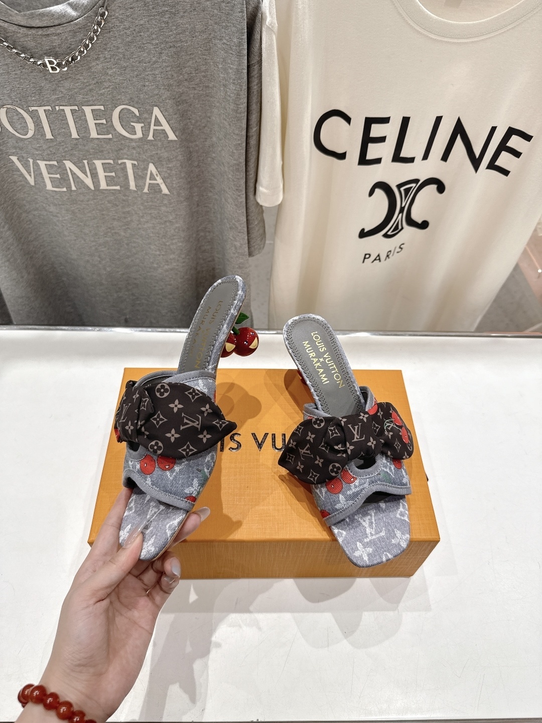 Louis Vuitton x Murakami Cherry Monogram Denim Bow Mules