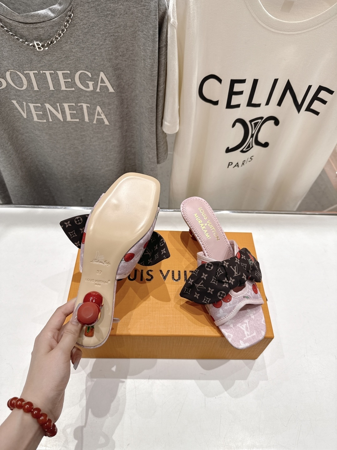 Louis Vuitton x Murakami Cherry Monogram Pink Bow Mules Sandals