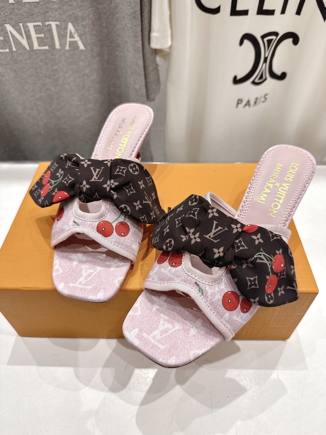 Louis Vuitton x Murakami Cherry Monogram Pink Bow Mules Sandals