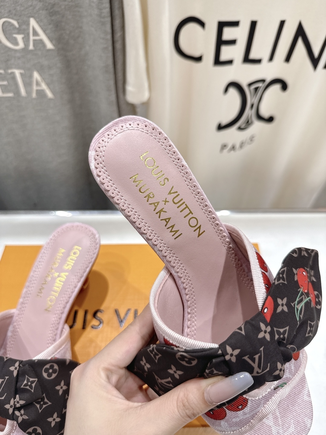 Louis Vuitton x Murakami Cherry Monogram Pink Bow Mules Sandals