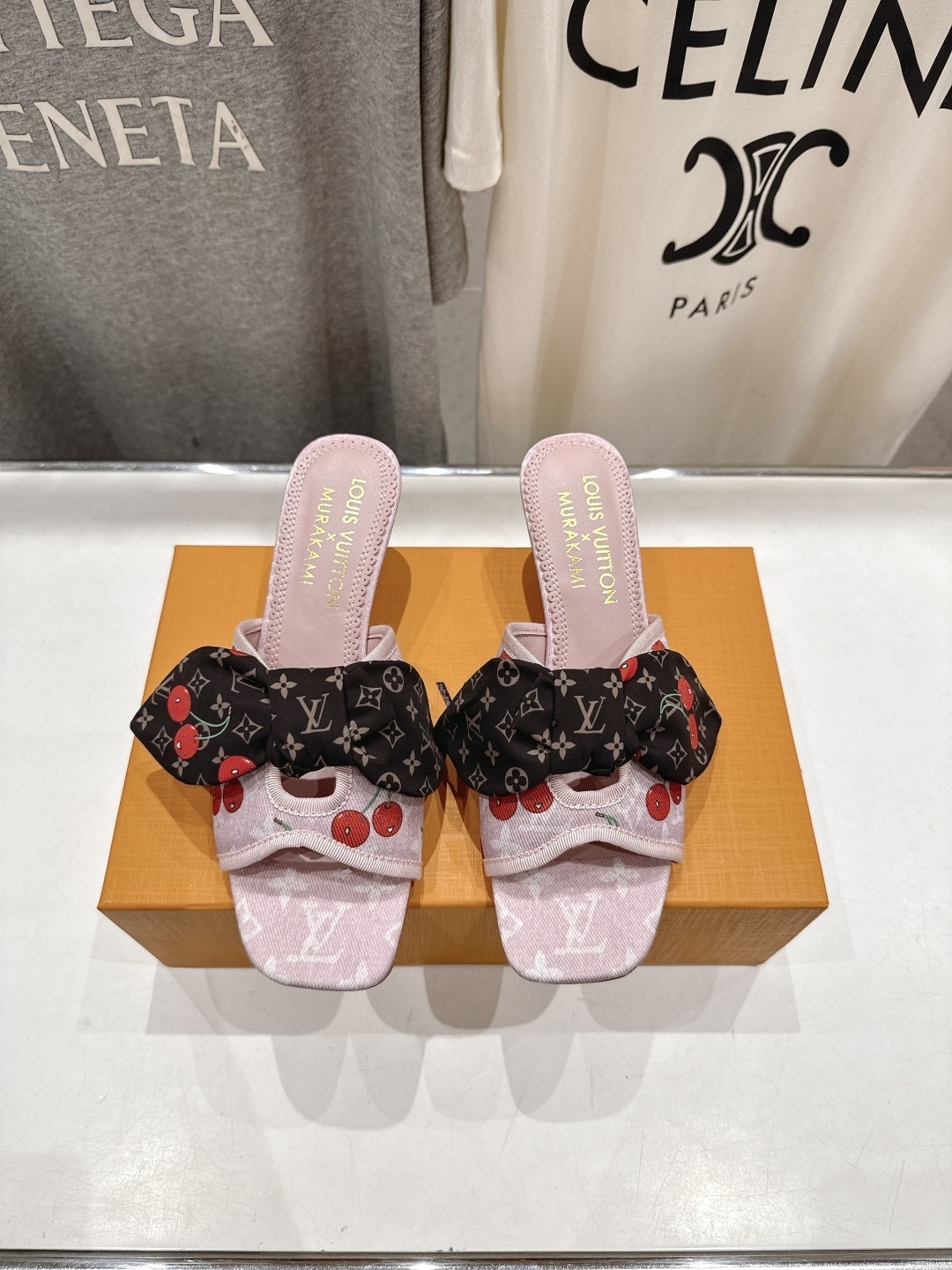 Louis Vuitton x Murakami Cherry Monogram Pink Bow Mules Sandals
