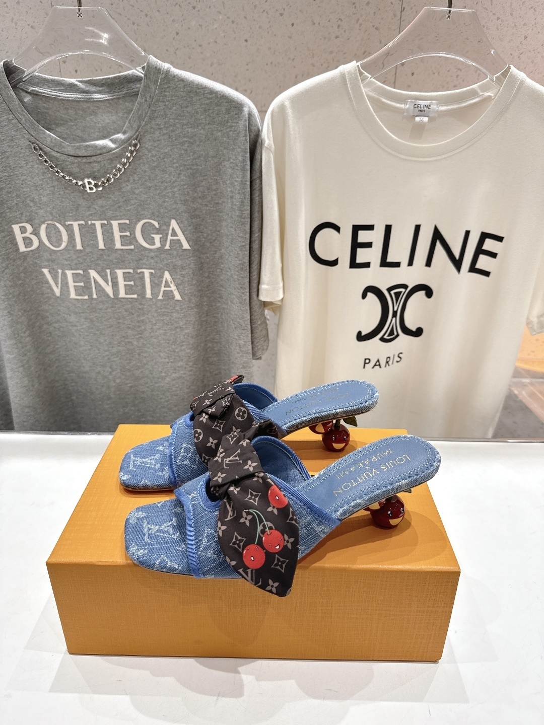 Louis Vuitton x Murakami Denim Monogram Cherry Bow Mules