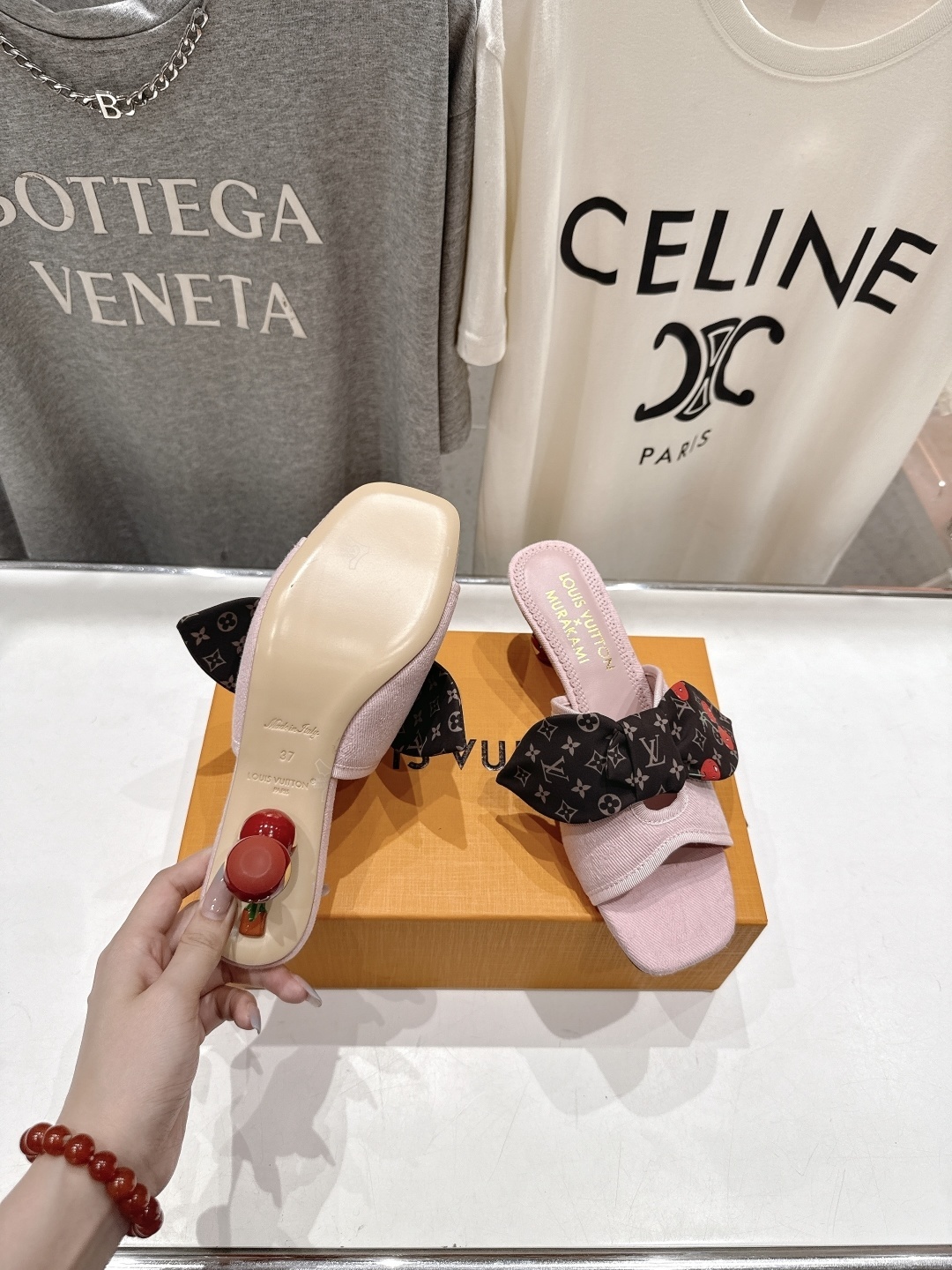 Louis Vuitton x Murakami Pink Cherry Monogram Bow Mules