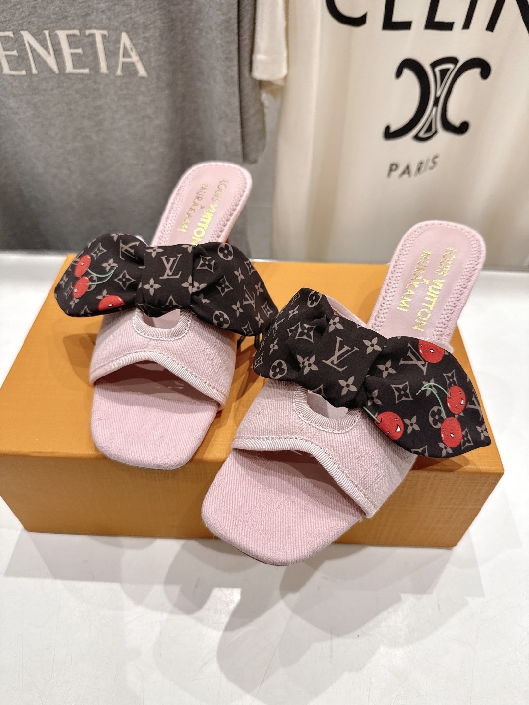 Louis Vuitton x Murakami Pink Cherry Monogram Bow Mules