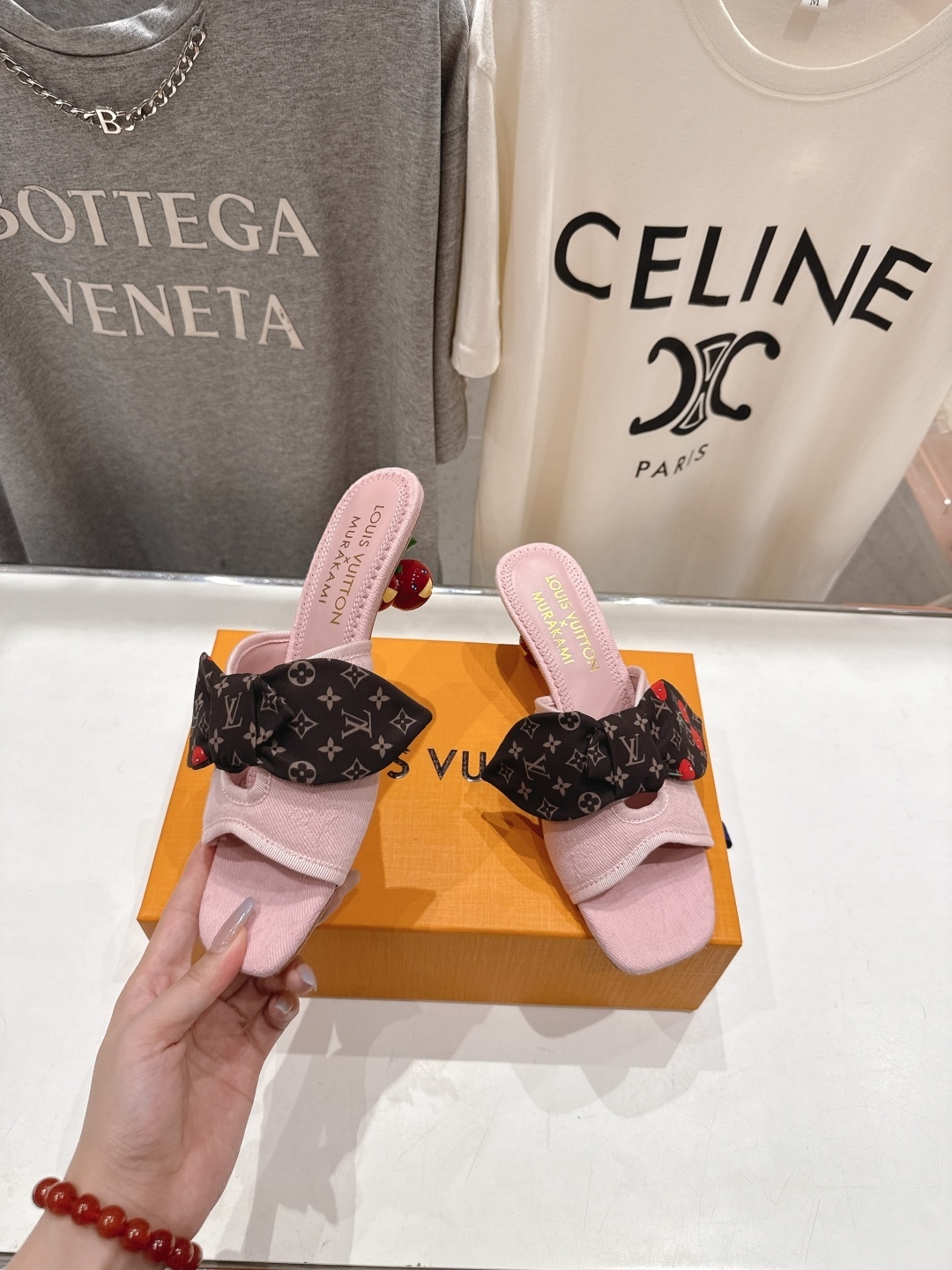Louis Vuitton x Murakami Pink Cherry Monogram Bow Mules