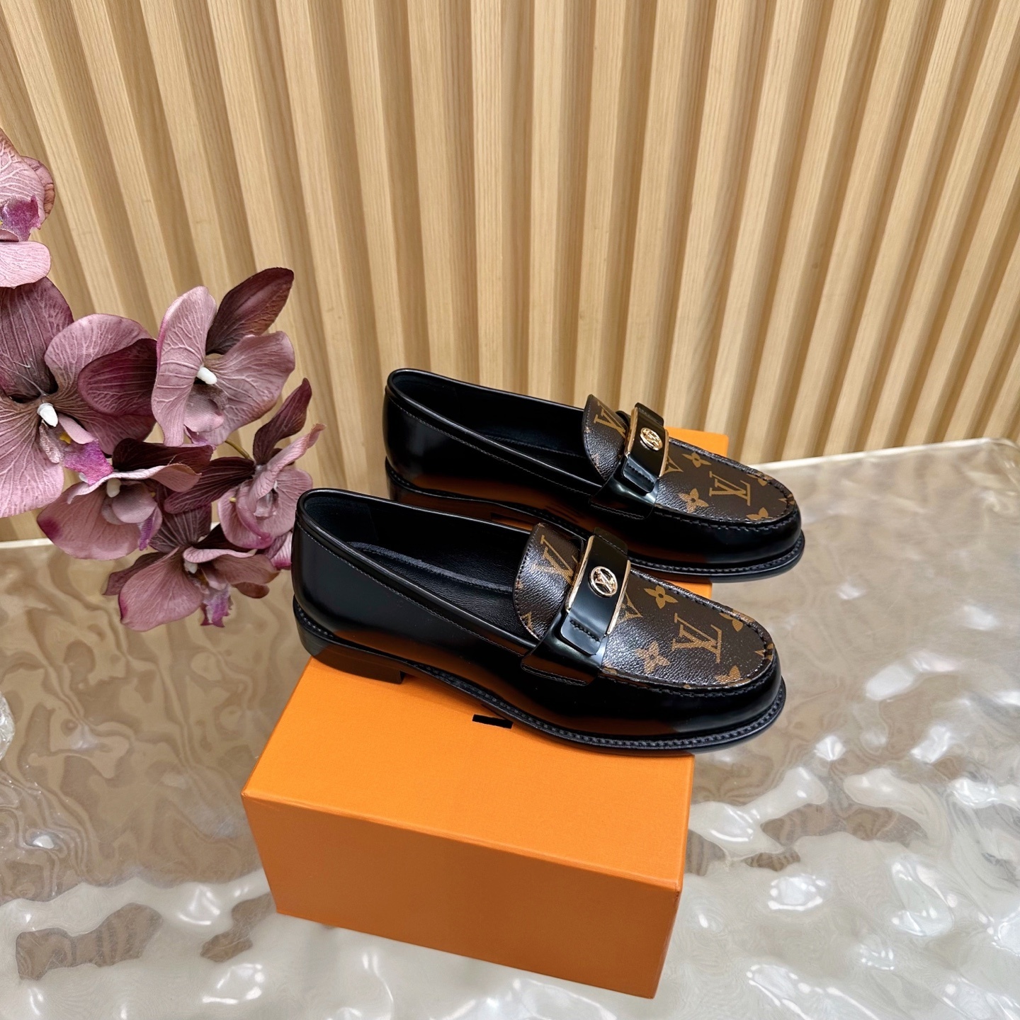 Louis Vuitton Men’s Black Leather Monogram Loafers – Designer Shoes