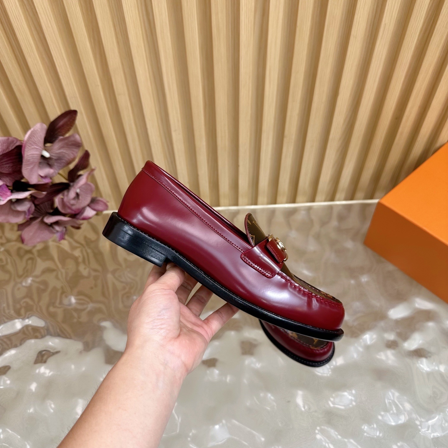 Louis Vuitton Burgundy Monogram Academy Loafers for Women