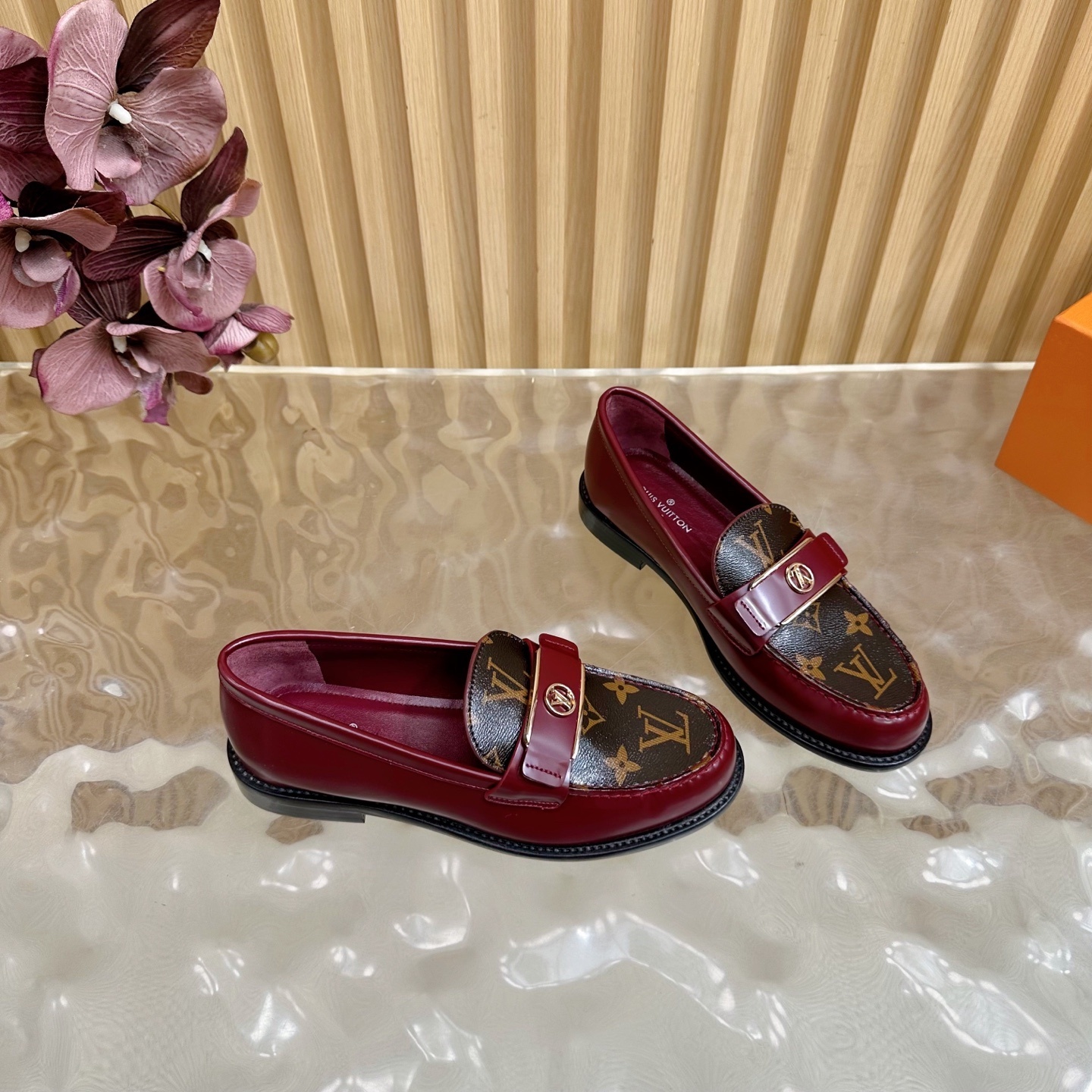 Louis Vuitton Burgundy Monogram Academy Loafers for Women