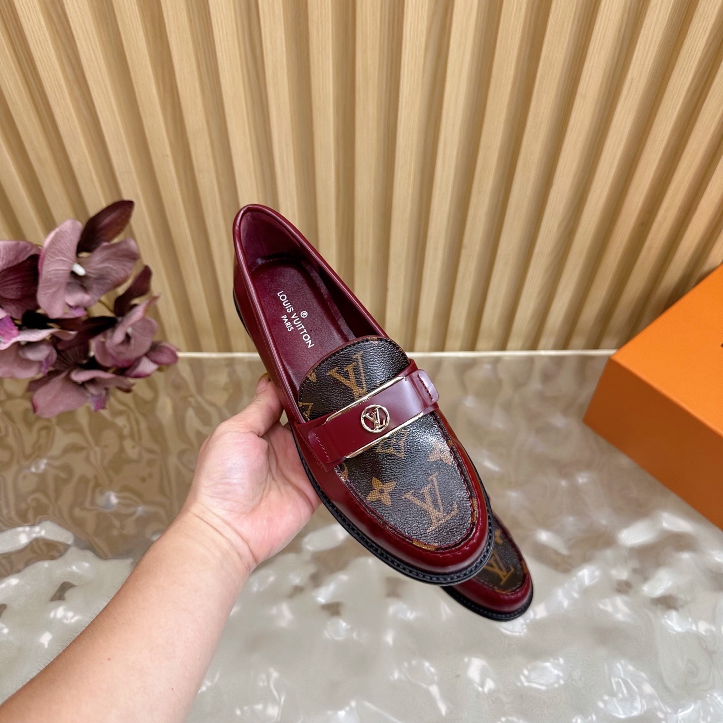 Louis Vuitton Burgundy Monogram Academy Loafers for Women