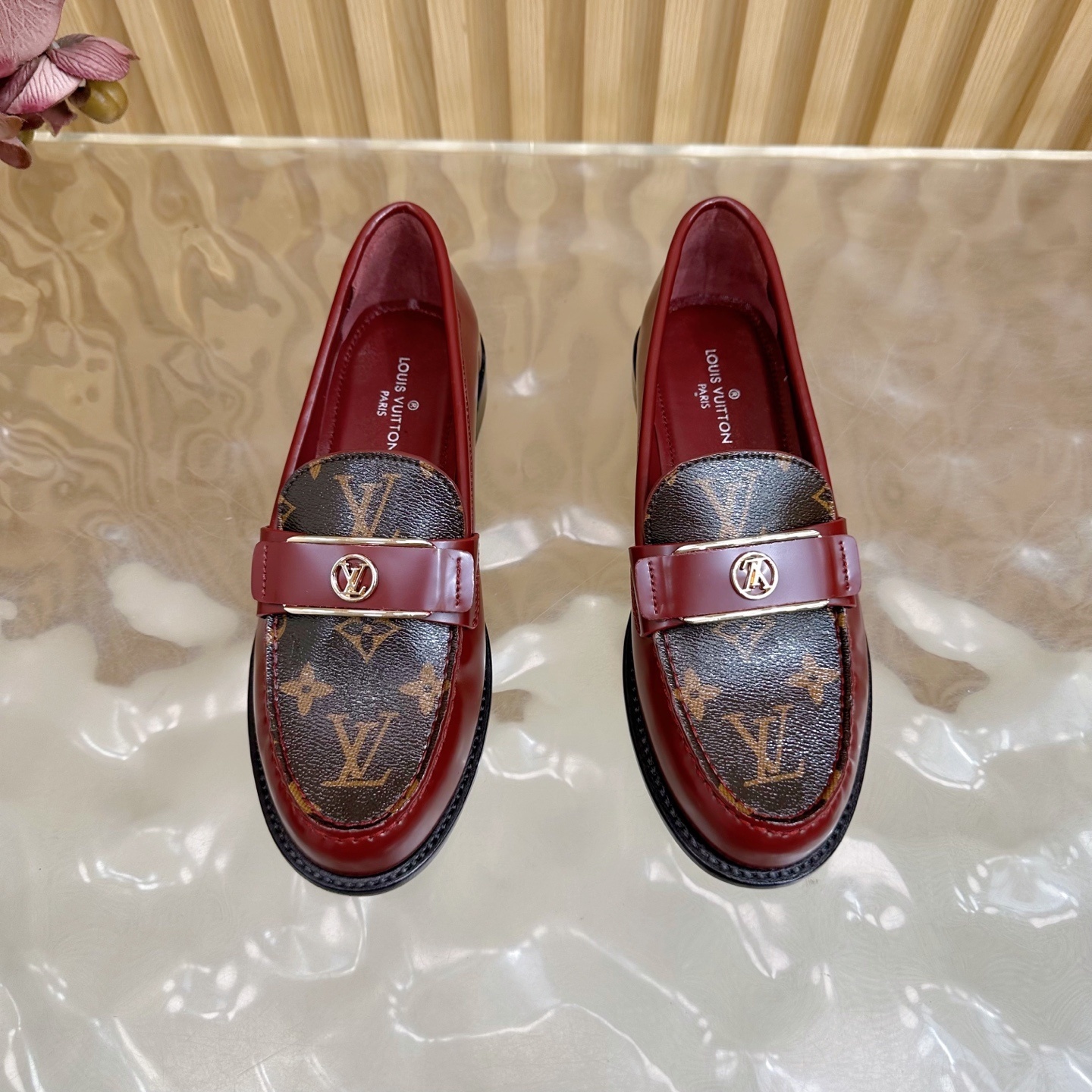 Louis Vuitton Burgundy Monogram Academy Loafers for Women