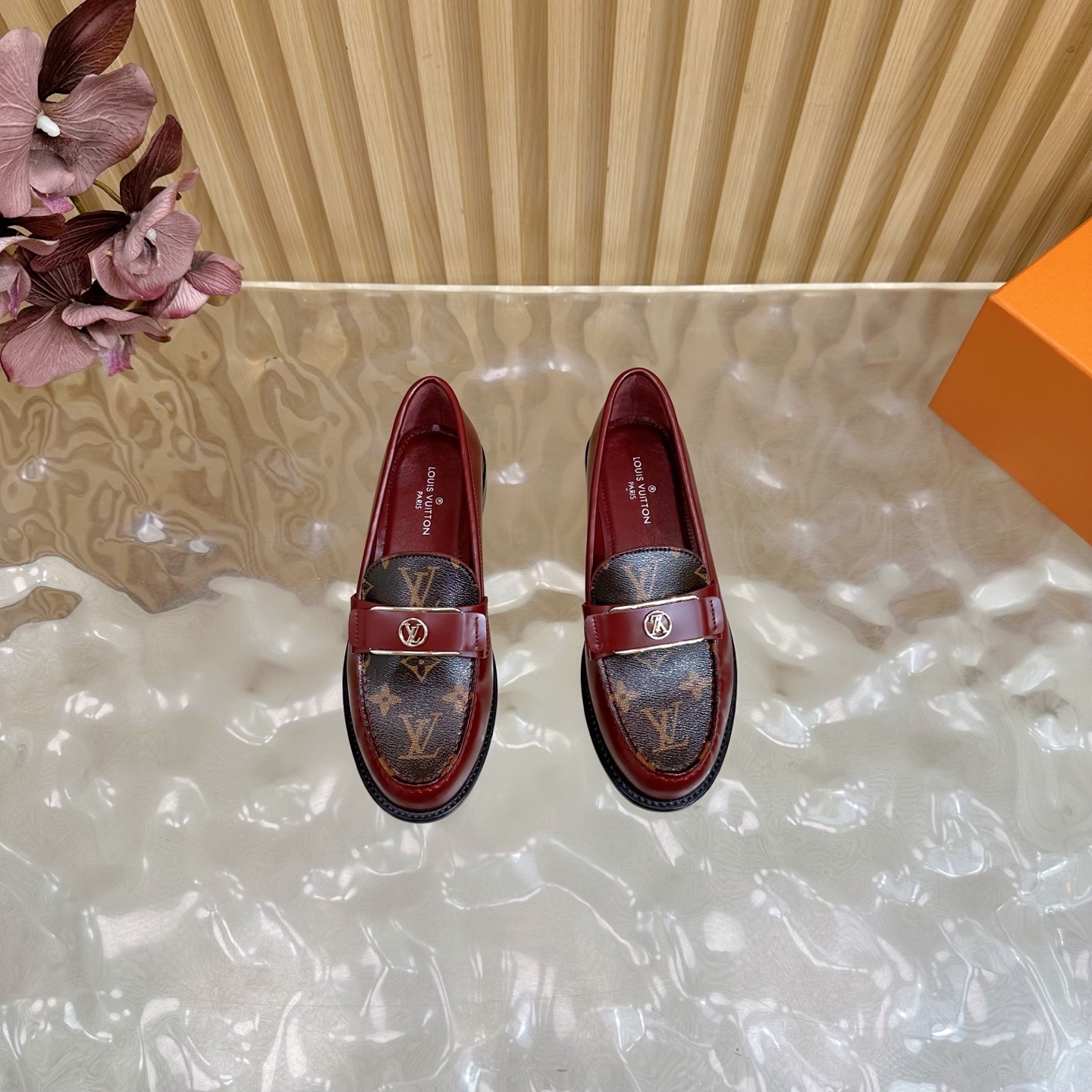 Louis Vuitton Burgundy Monogram Academy Loafers for Women