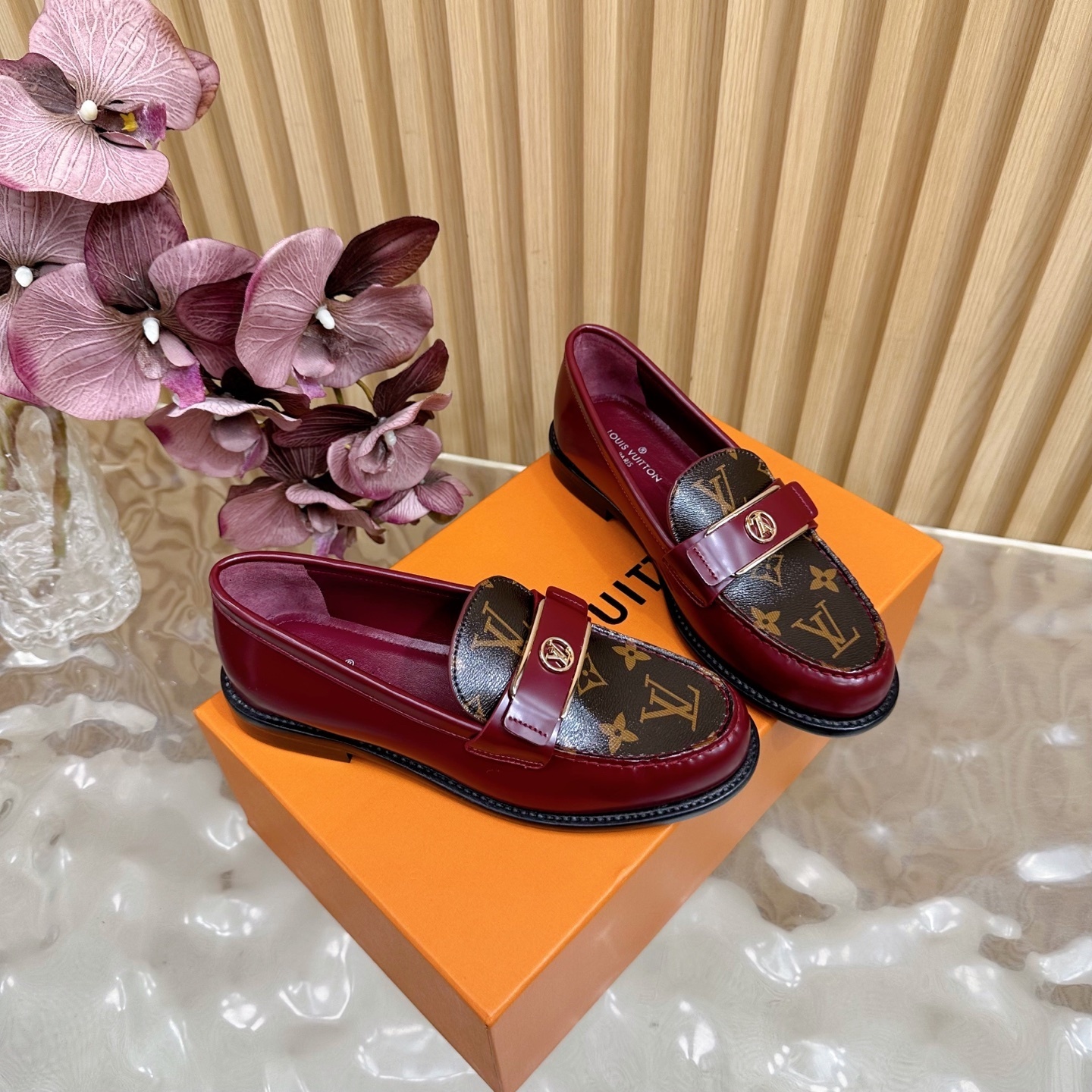 Louis Vuitton Burgundy Monogram Academy Loafers for Women