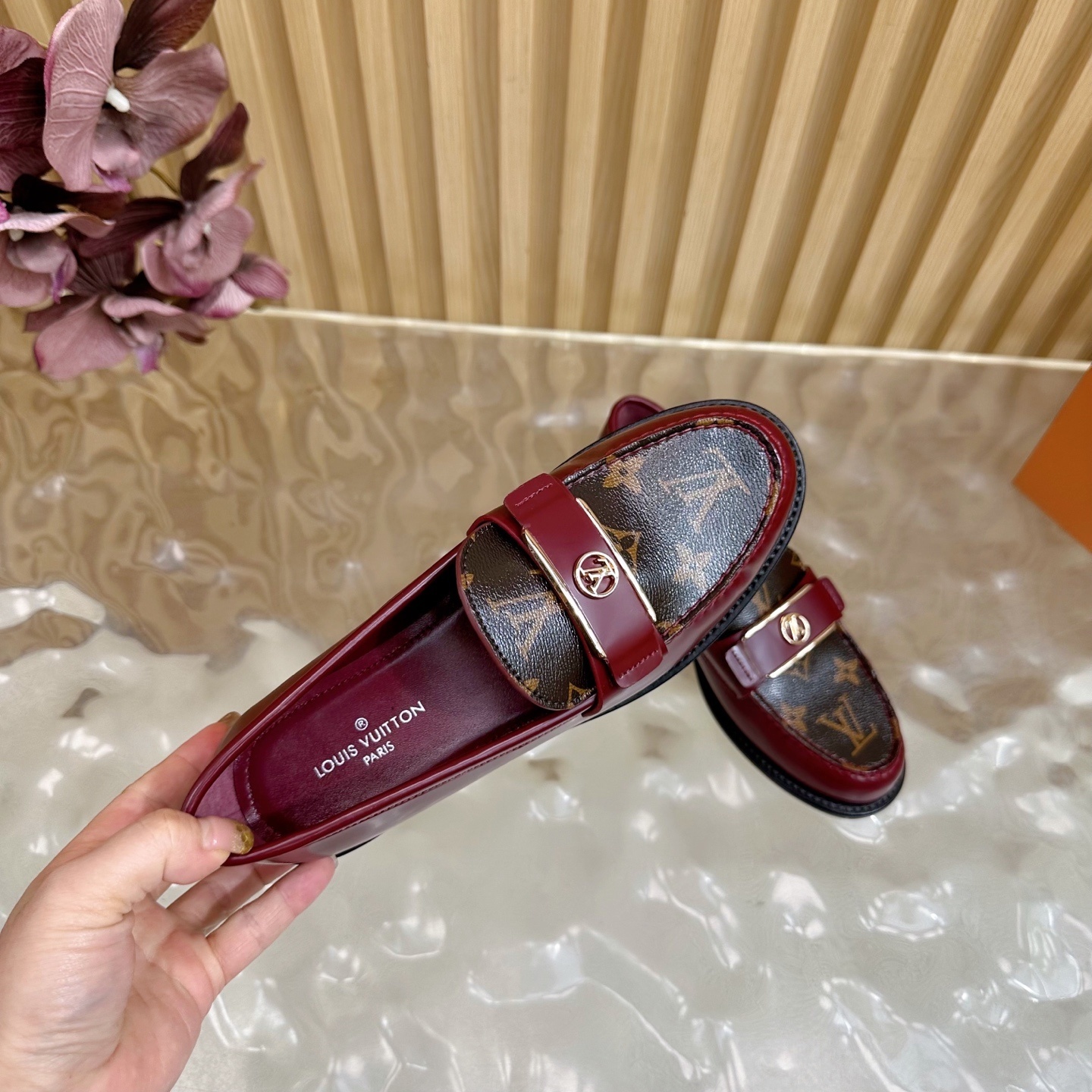 Louis Vuitton Burgundy Monogram Academy Loafers for Women