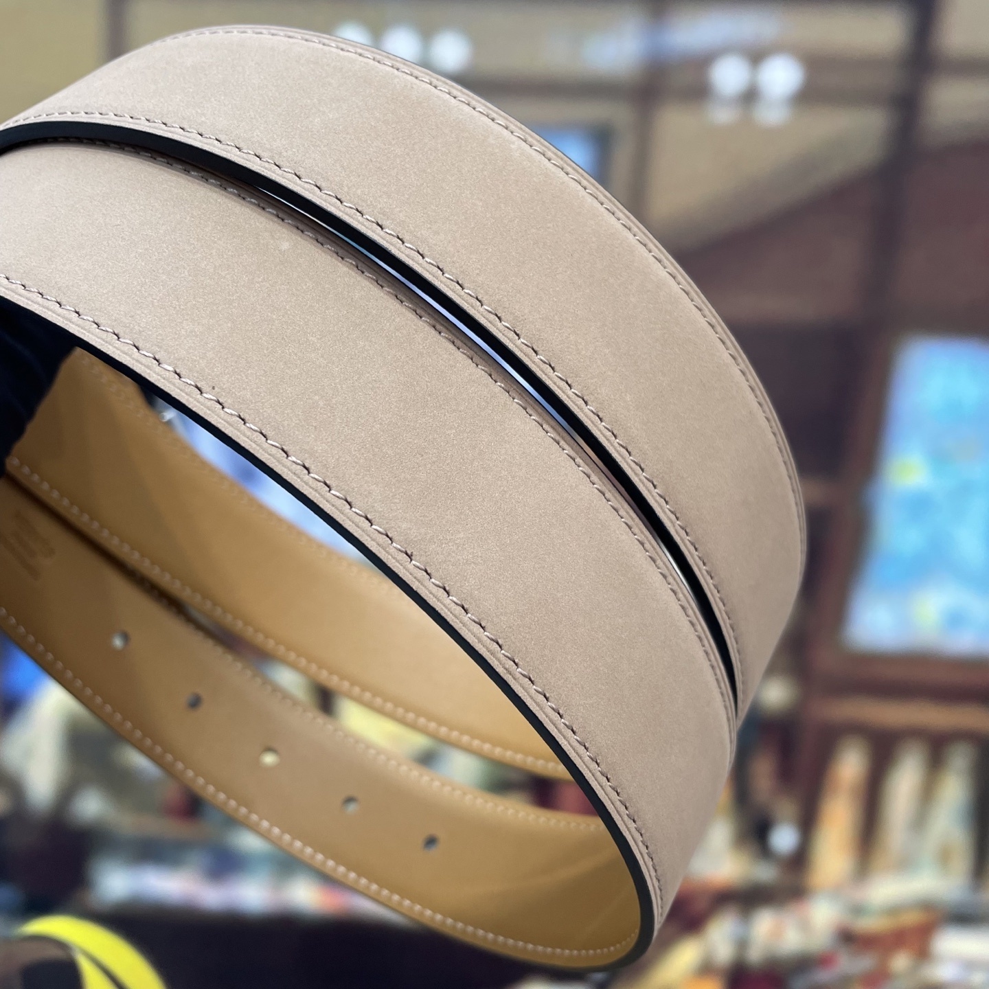 Premium Tan Leather Belt for Men - Stylish Silver Geometric Buckle