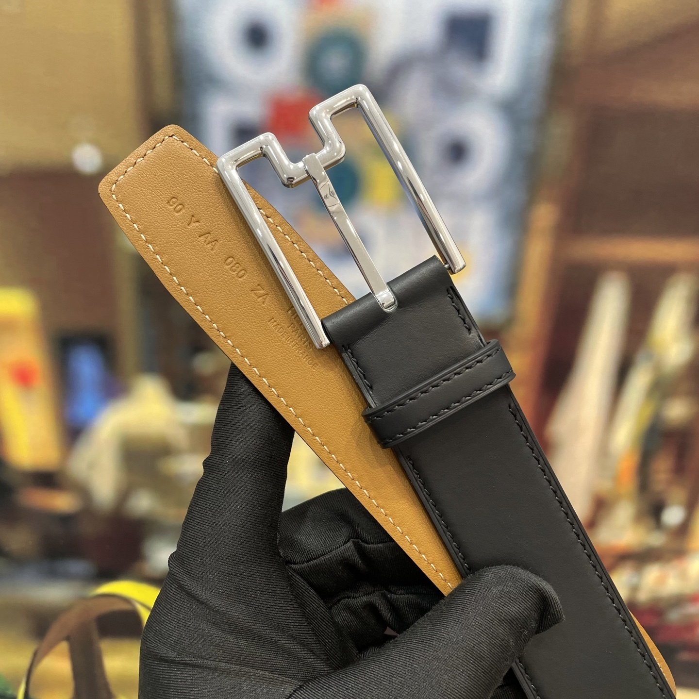 Men's Premium Black Leather Belt with Elegant Silver Buckle