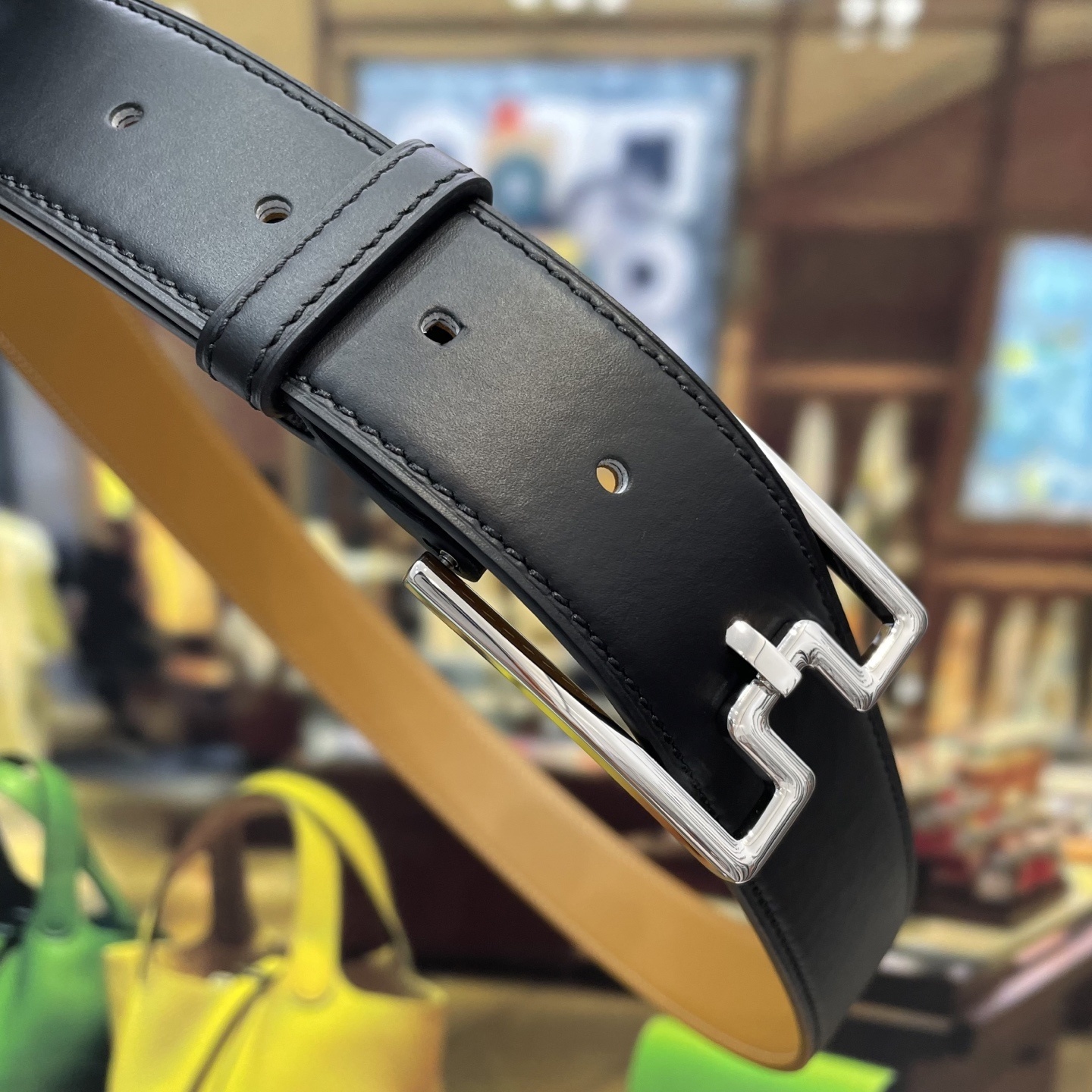 Men's Premium Black Leather Belt with Elegant Silver Buckle