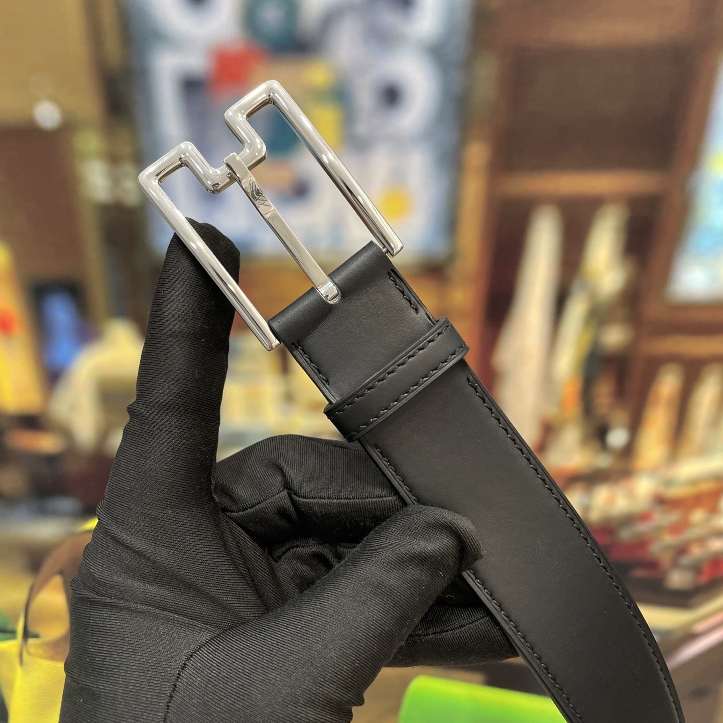 Men's Premium Black Leather Belt with Elegant Silver Buckle