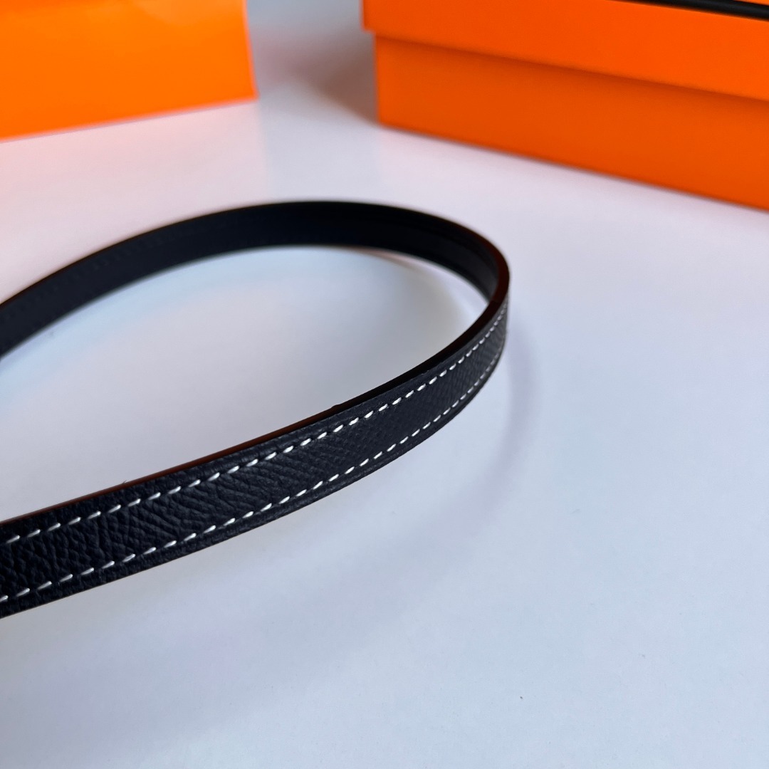 Luxury Black Leather Belt Bag with Gold H Buckle & Waist Pouch