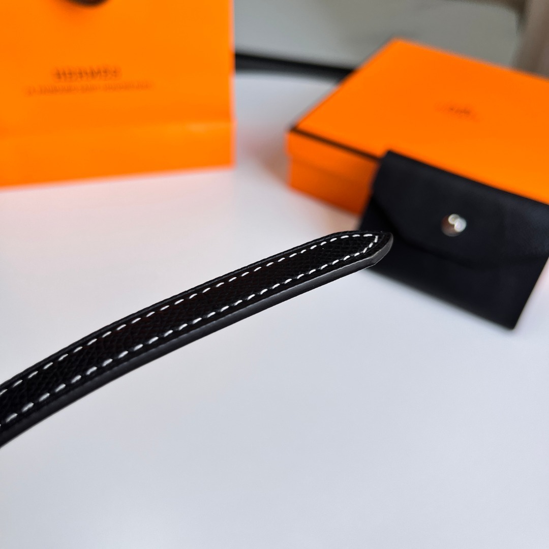 Luxury Black Leather Belt Bag with Silver H Buckle