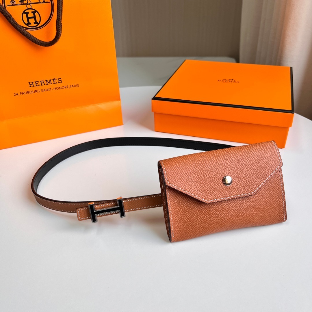 Hermès Epsom Leather Belt Bag with Palladium H Buckle – Gold