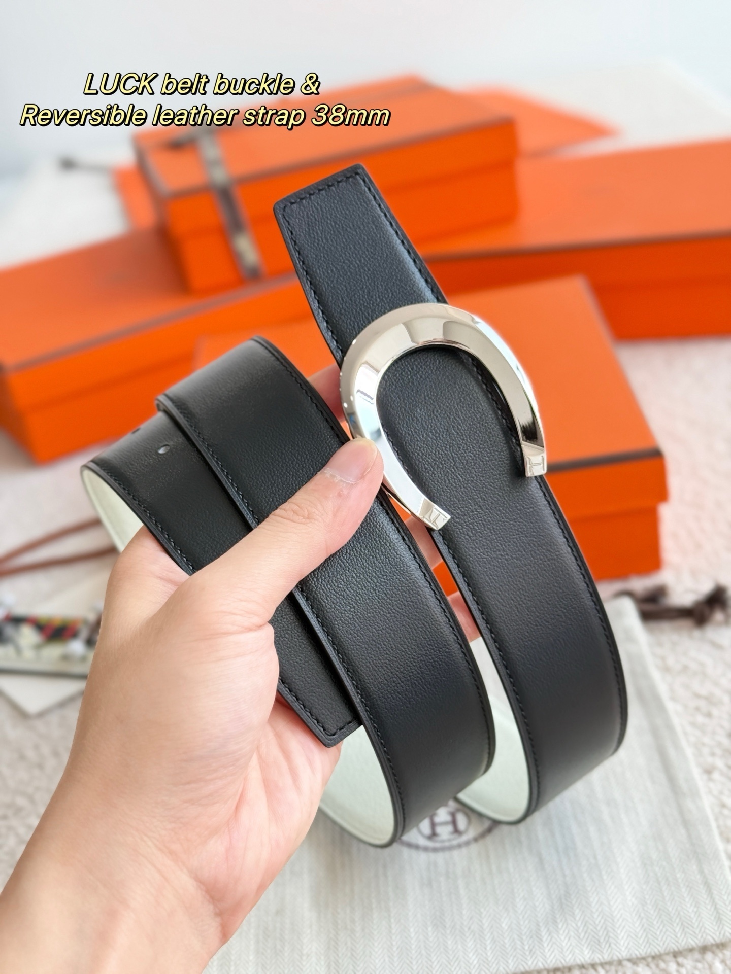Hermès Luck Buckle & Reversible 38mm Leather Belt