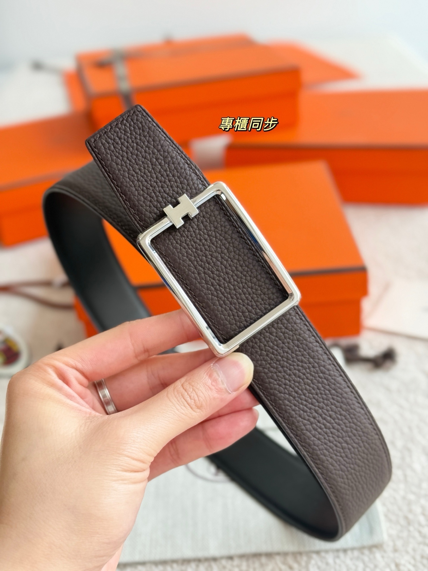 Hermès Tube H 38mm Reversible Leather Belt - Black/Brown