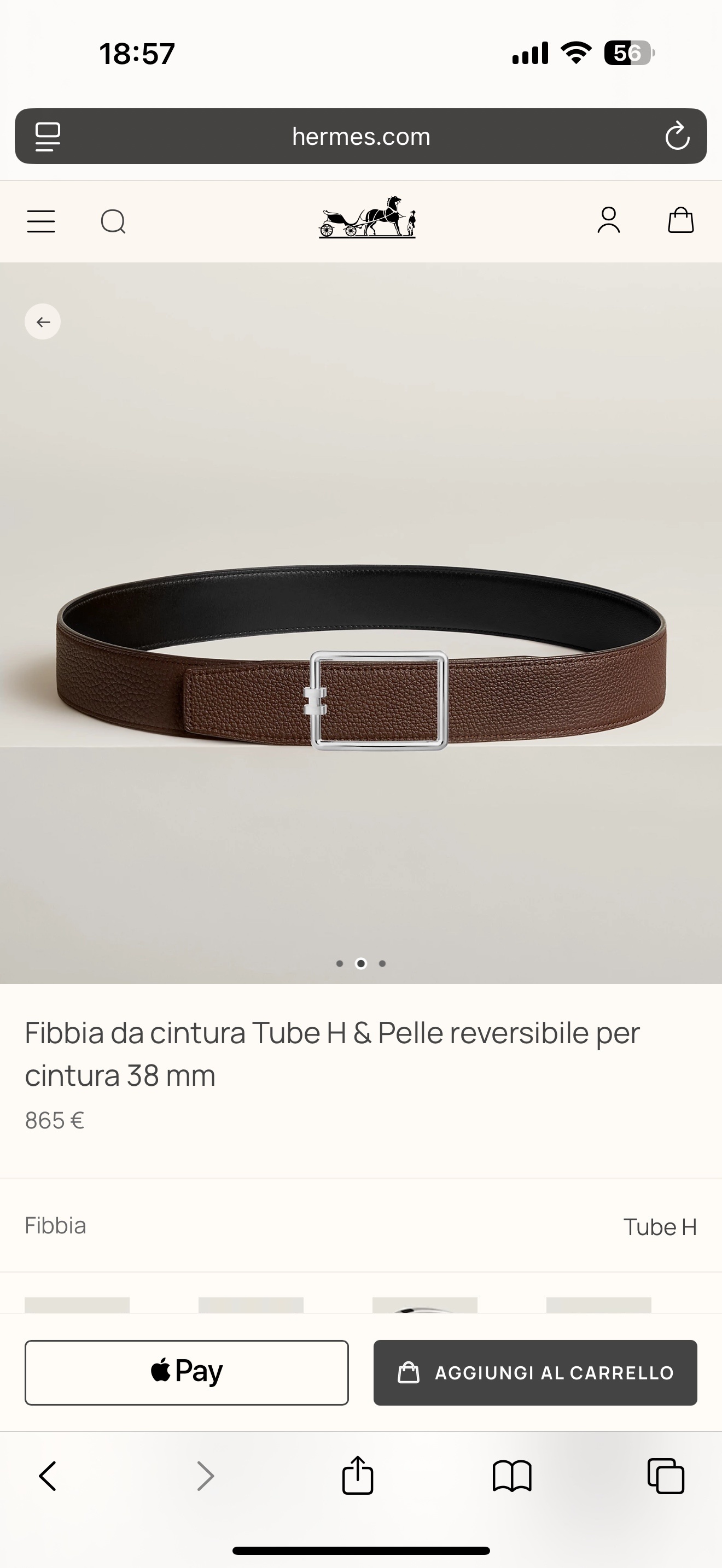 Hermès Tube H 38mm Reversible Leather Belt - Black/Brown