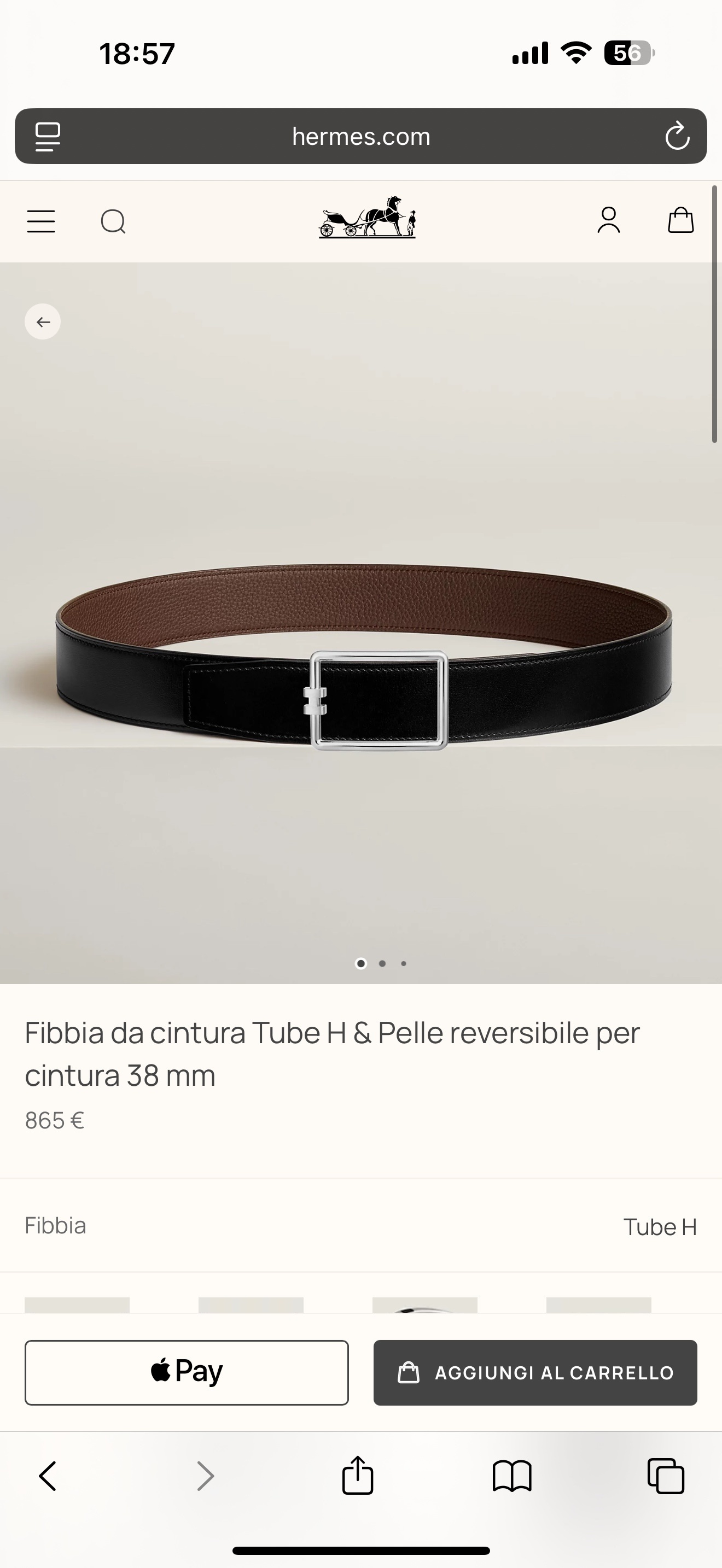 Hermès Tube H 38mm Reversible Leather Belt – Black/Brown