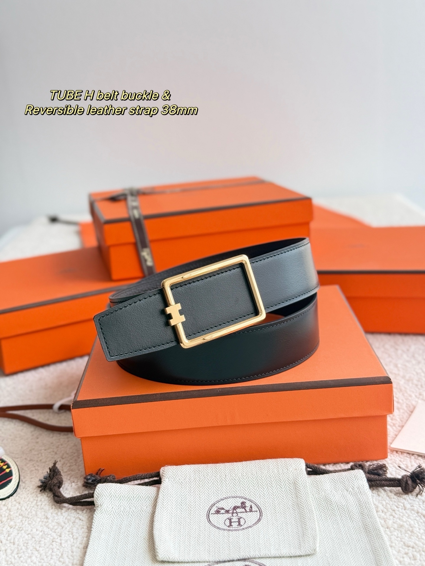 Hermès Tube H Buckle & Reversible Leather Belt 38mm