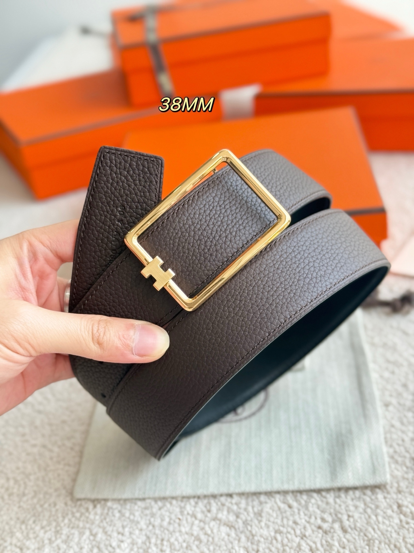 Hermès Tube H Buckle & Reversible Leather Belt 38mm