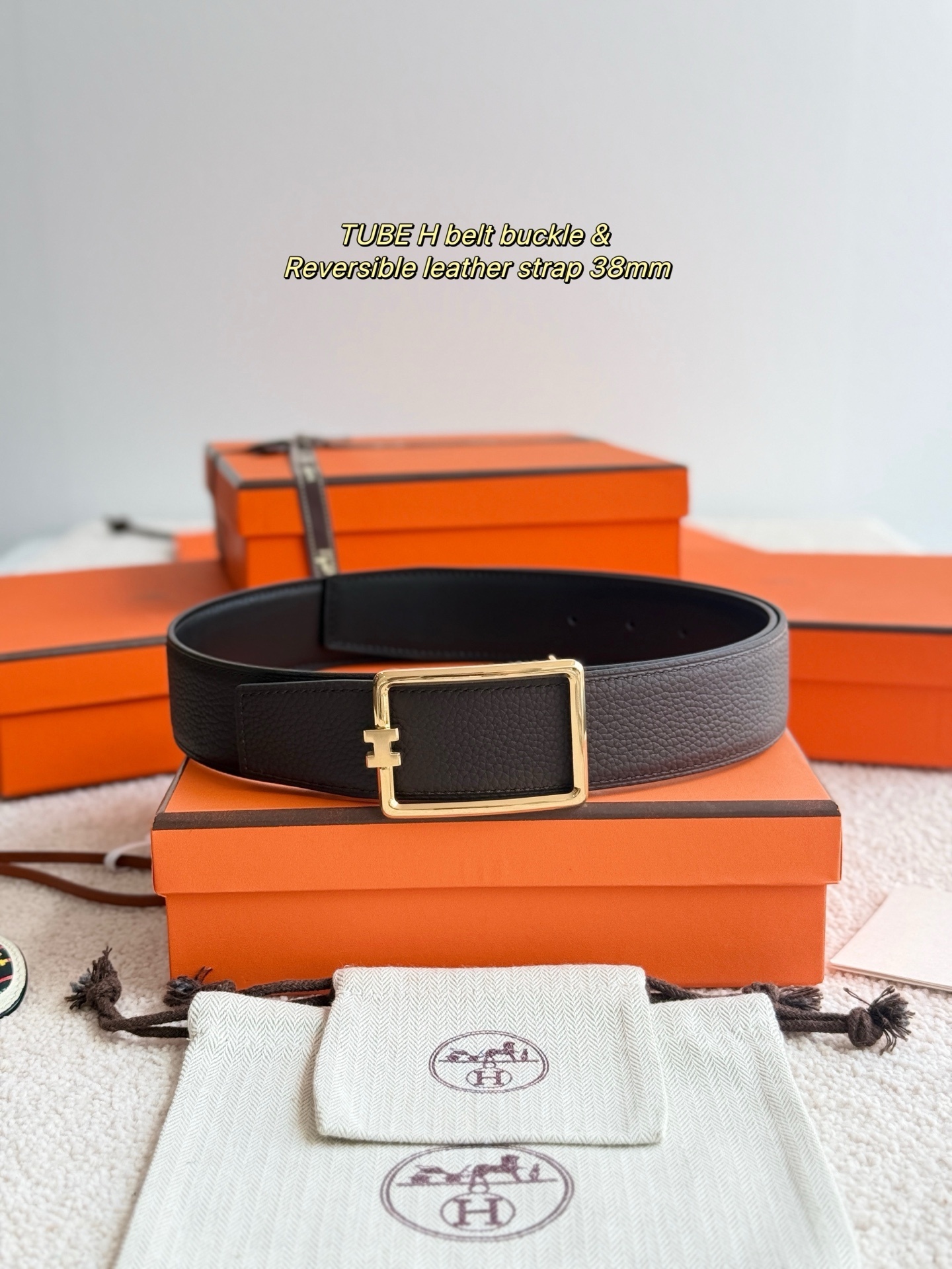 Hermès Tube H Buckle & Reversible Leather Belt 38mm