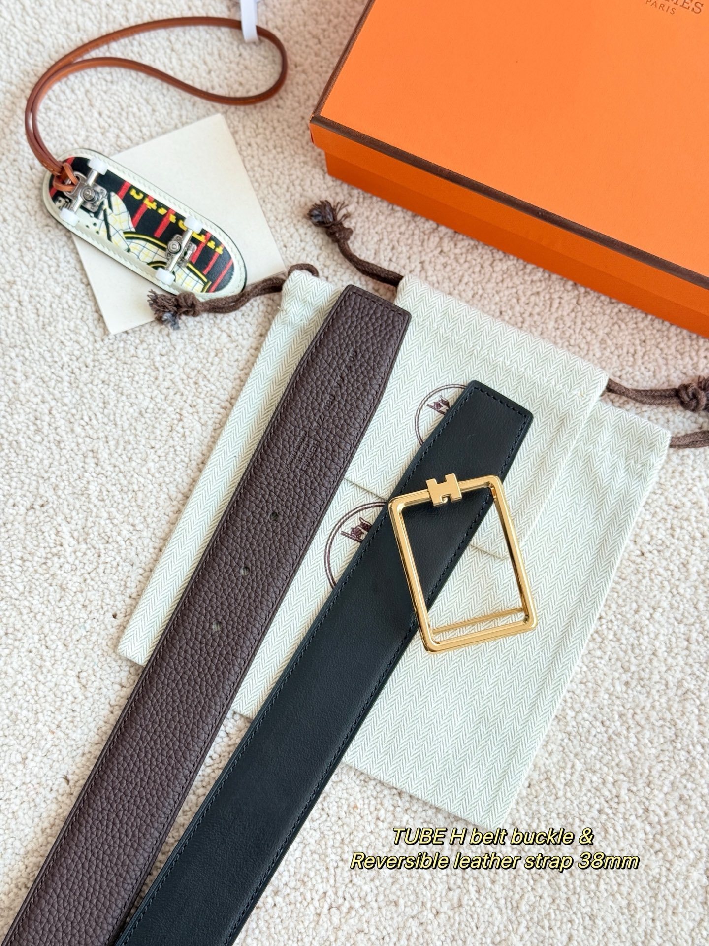 Hermès Tube H Buckle & Reversible Leather Belt 38mm