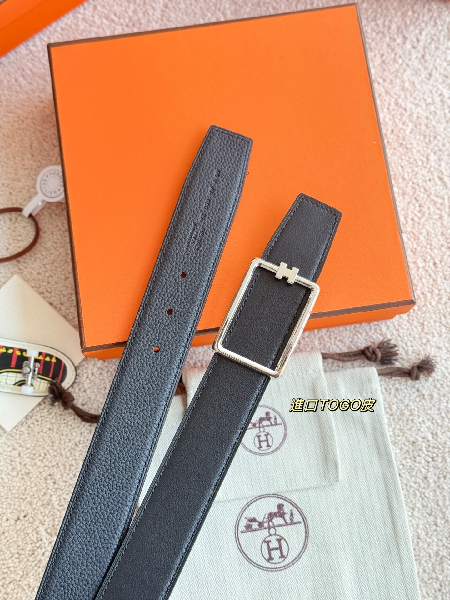 Hermès 38mm Tube H Reversible Leather Belt - Luxury Men's Accessory