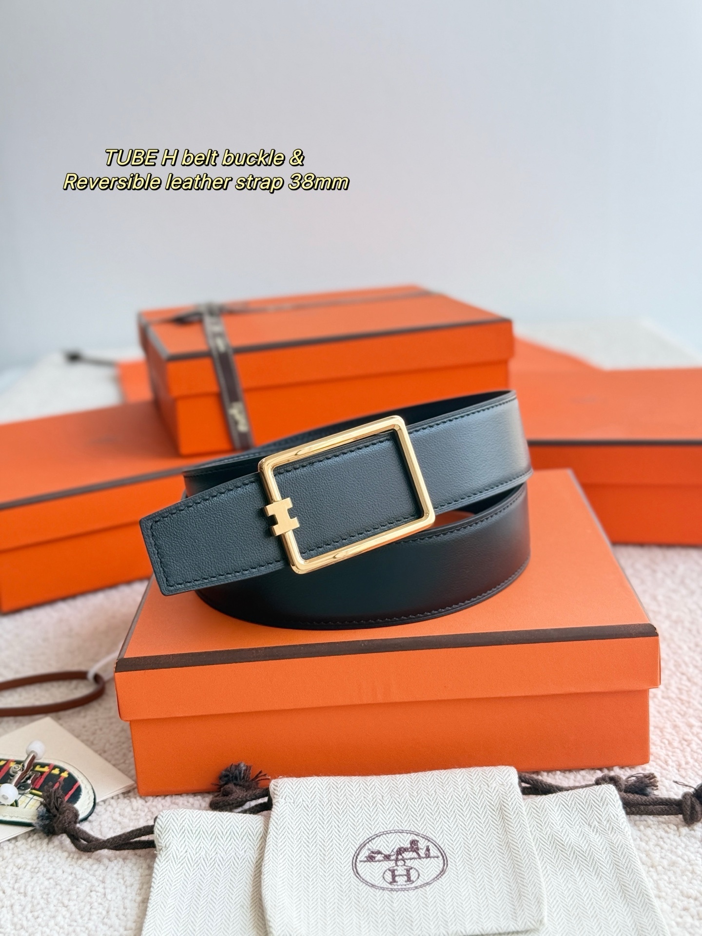 Hermès Tube H Reversible Leather Belt 38mm - Luxury Men's Accessory