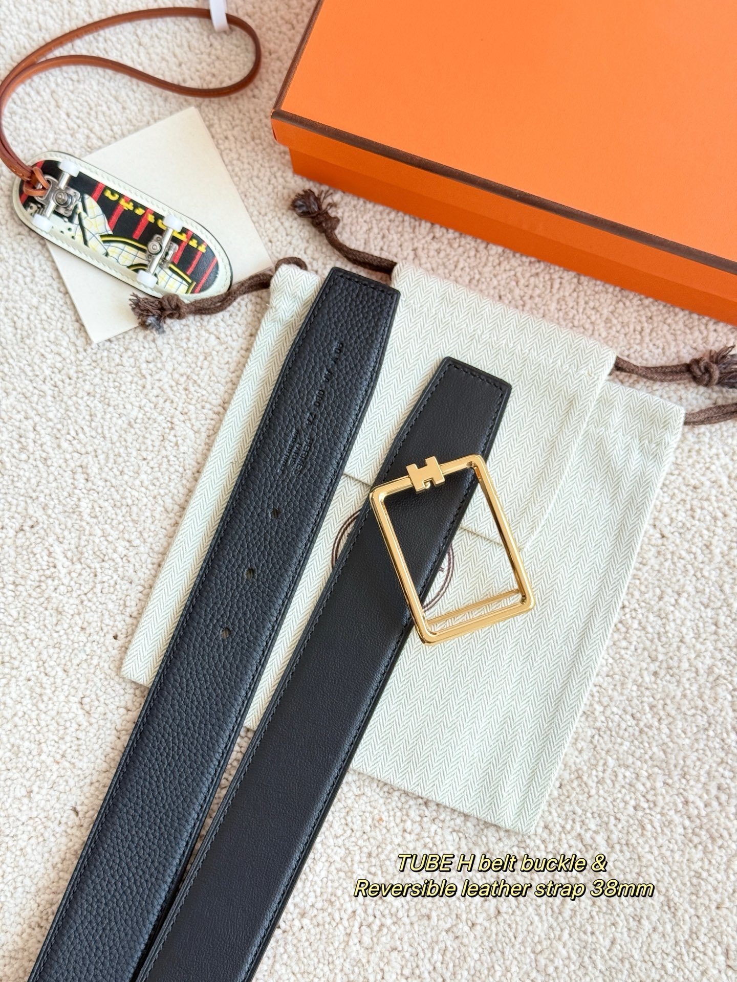 Hermès Tube H Reversible Leather Belt 38mm - Luxury Men's Accessory