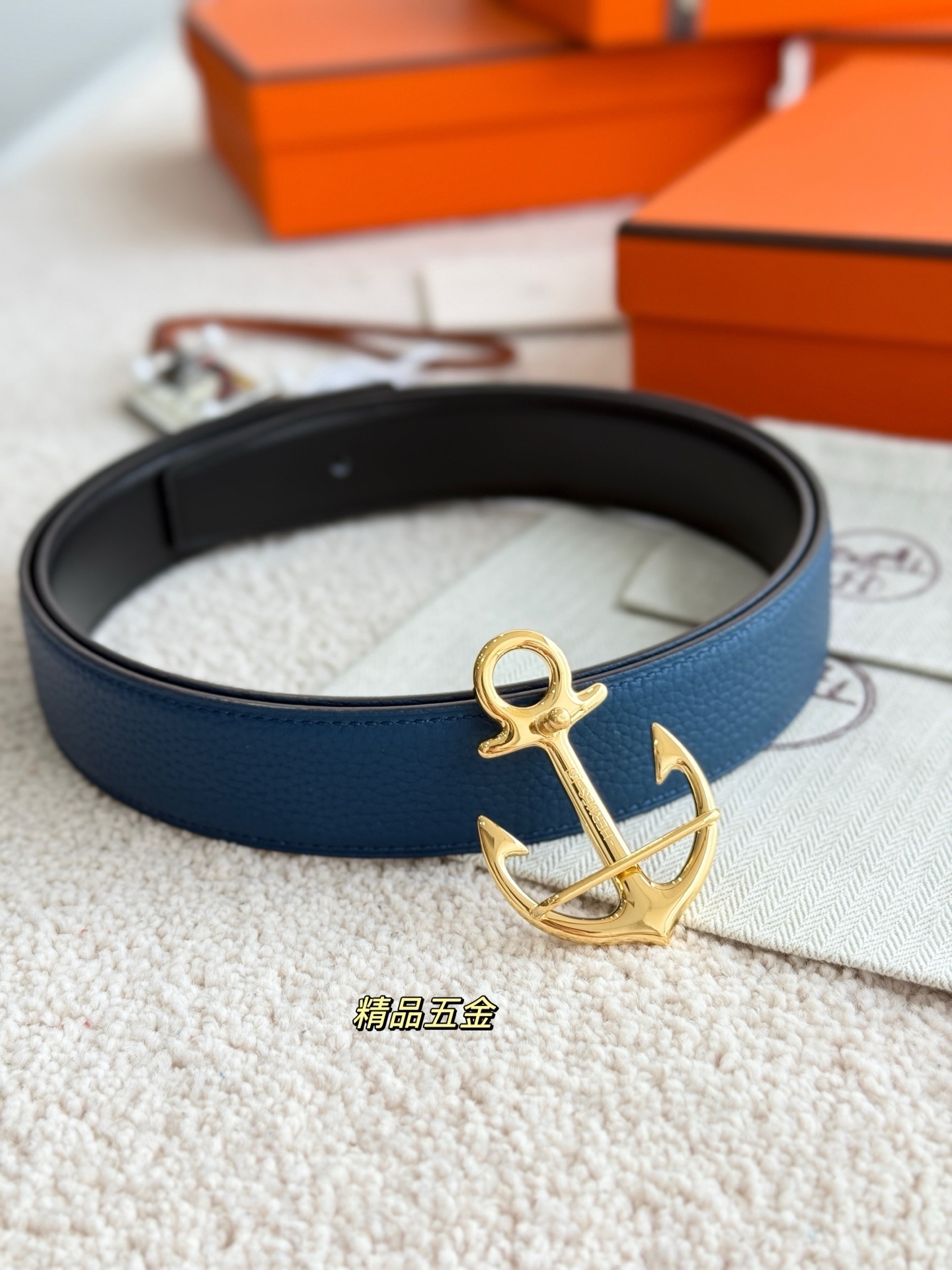 Hermès 32mm Cargo Belt Buckle & Reversible Leather Strap - Gold Tone