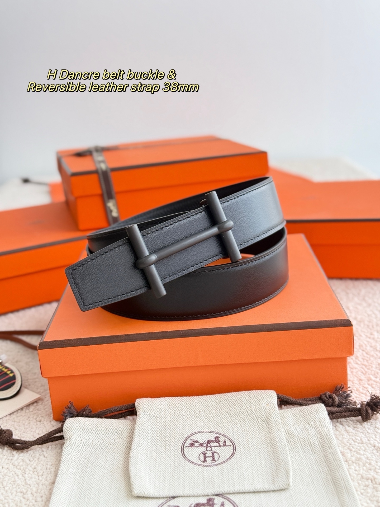 Hermès H D'Ancre Reversible Belt 38mm - Matte Black Buckle