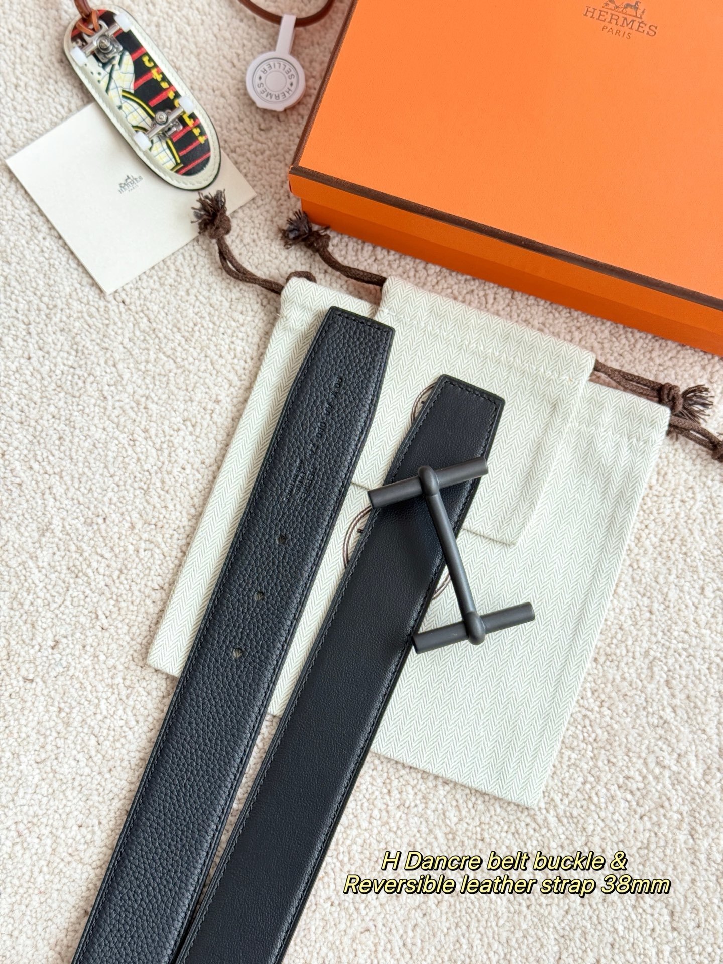 Hermès H D’Ancre Reversible Belt 38mm – Matte Black Buckle