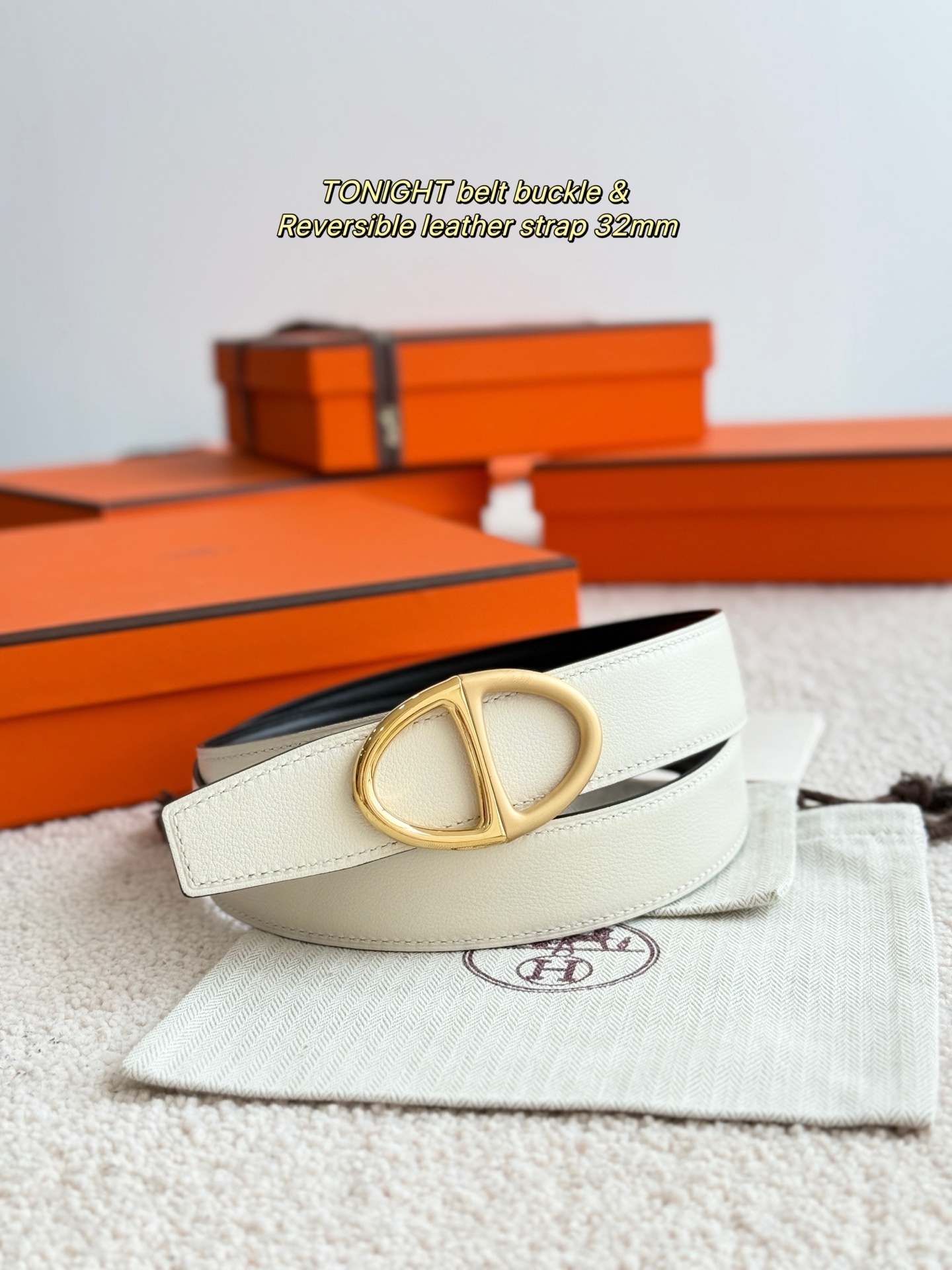 Hermes Tonight Belt Buckle & 32mm Reversible Leather Strap