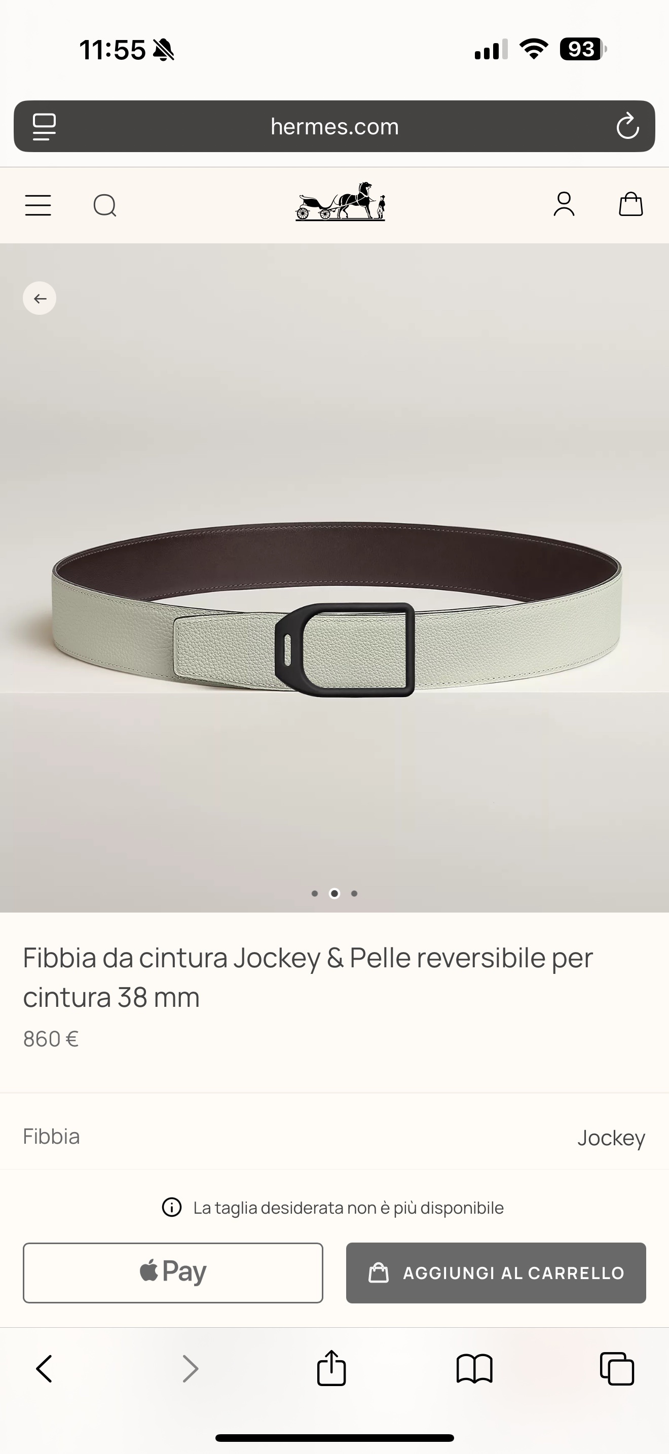 Hermès Jockey Buckle & 38mm Reversible Leather Belt