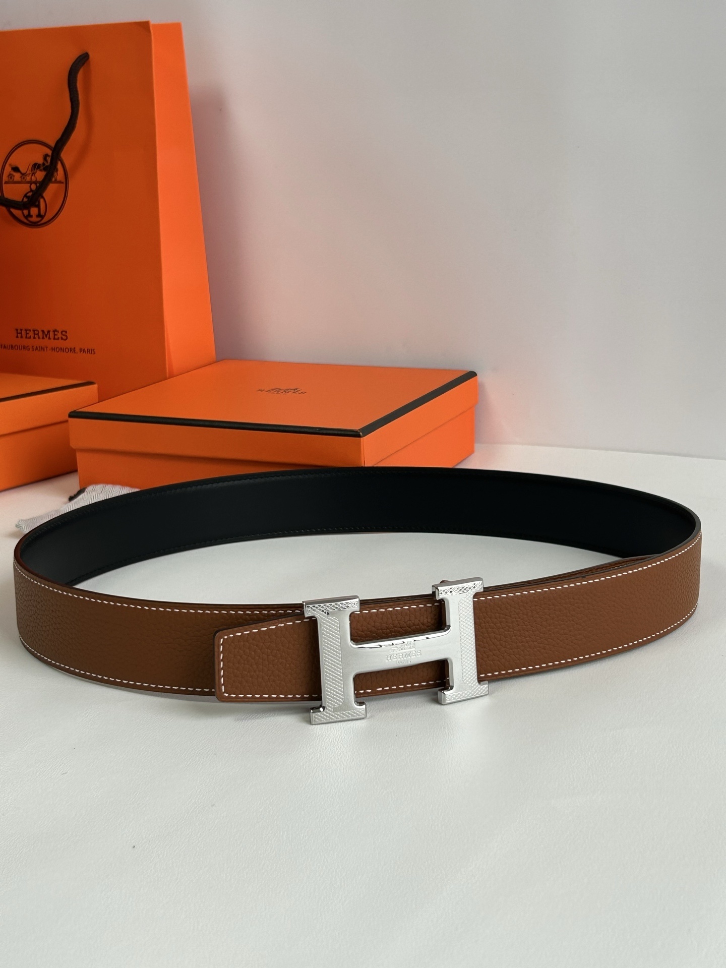 Hermes Reversible Belt Gold H Buckle - Black & Brown Leather