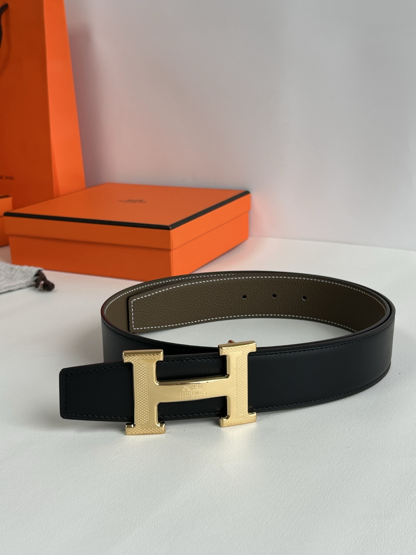 Hermès H Belt Kit Reversible Leather with Textured H Buckle