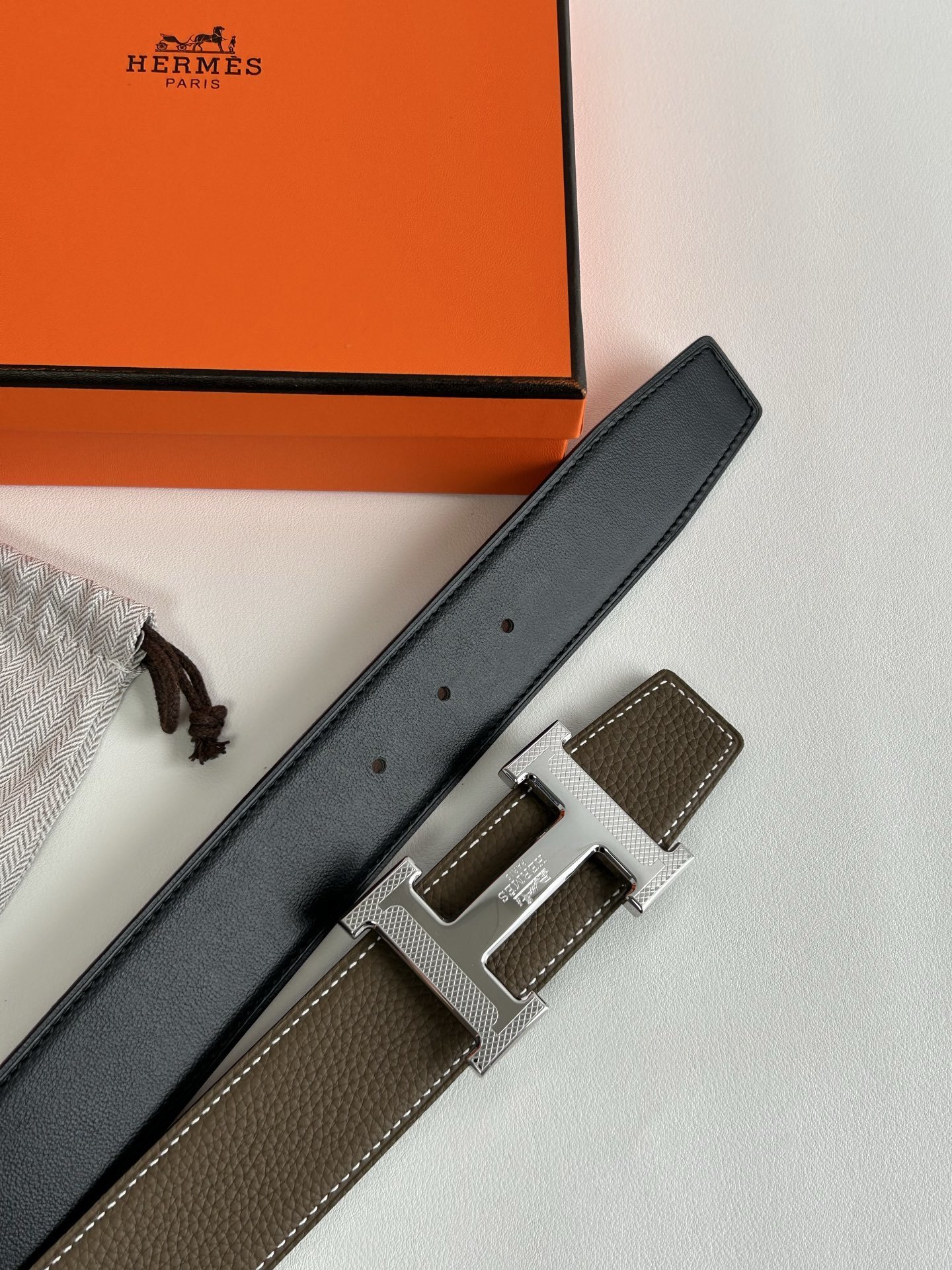 Hermès H Belt Kit Reversible Leather with Textured H Buckle