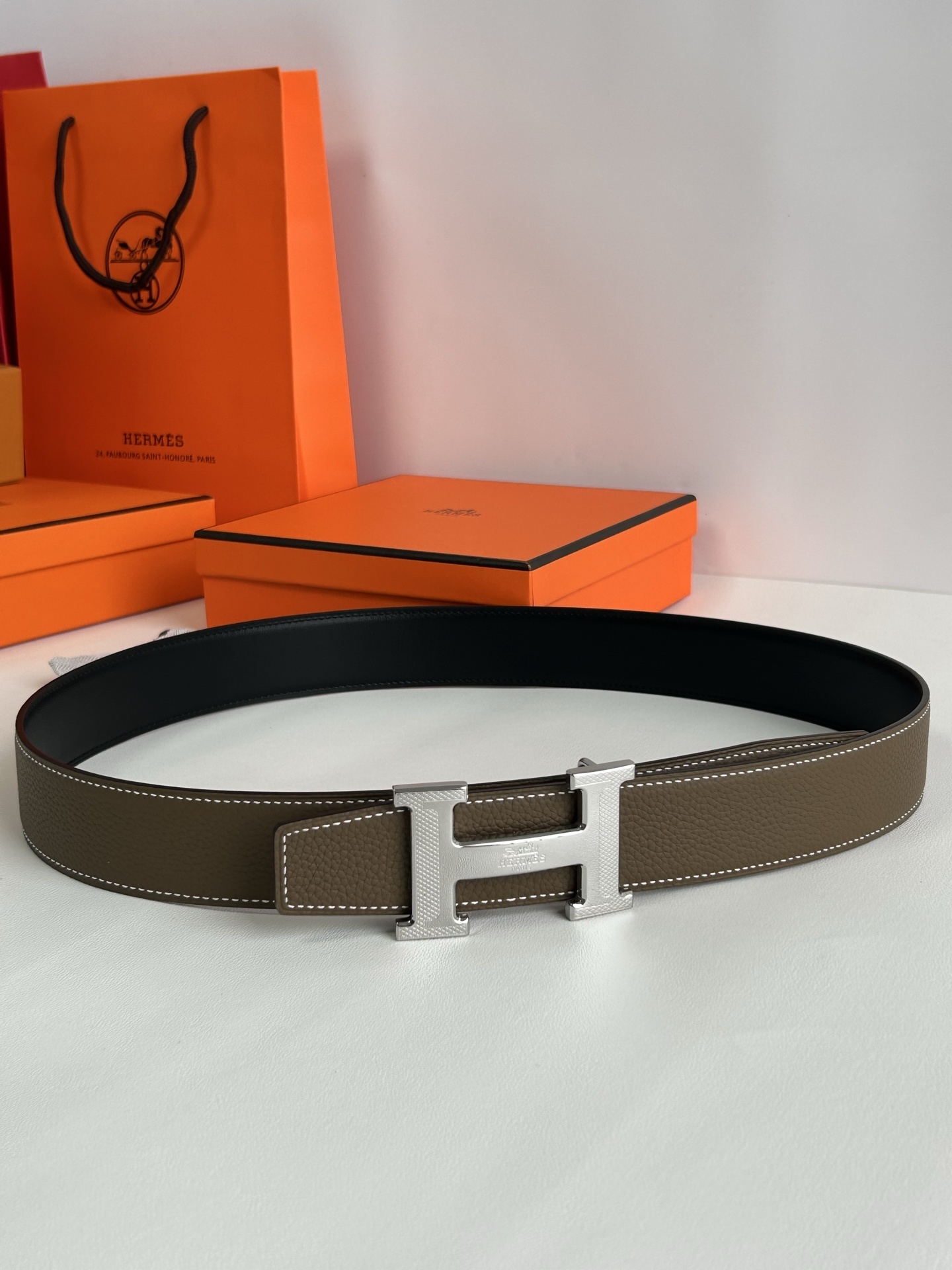 Hermès H Belt Kit Reversible Leather with Textured H Buckle