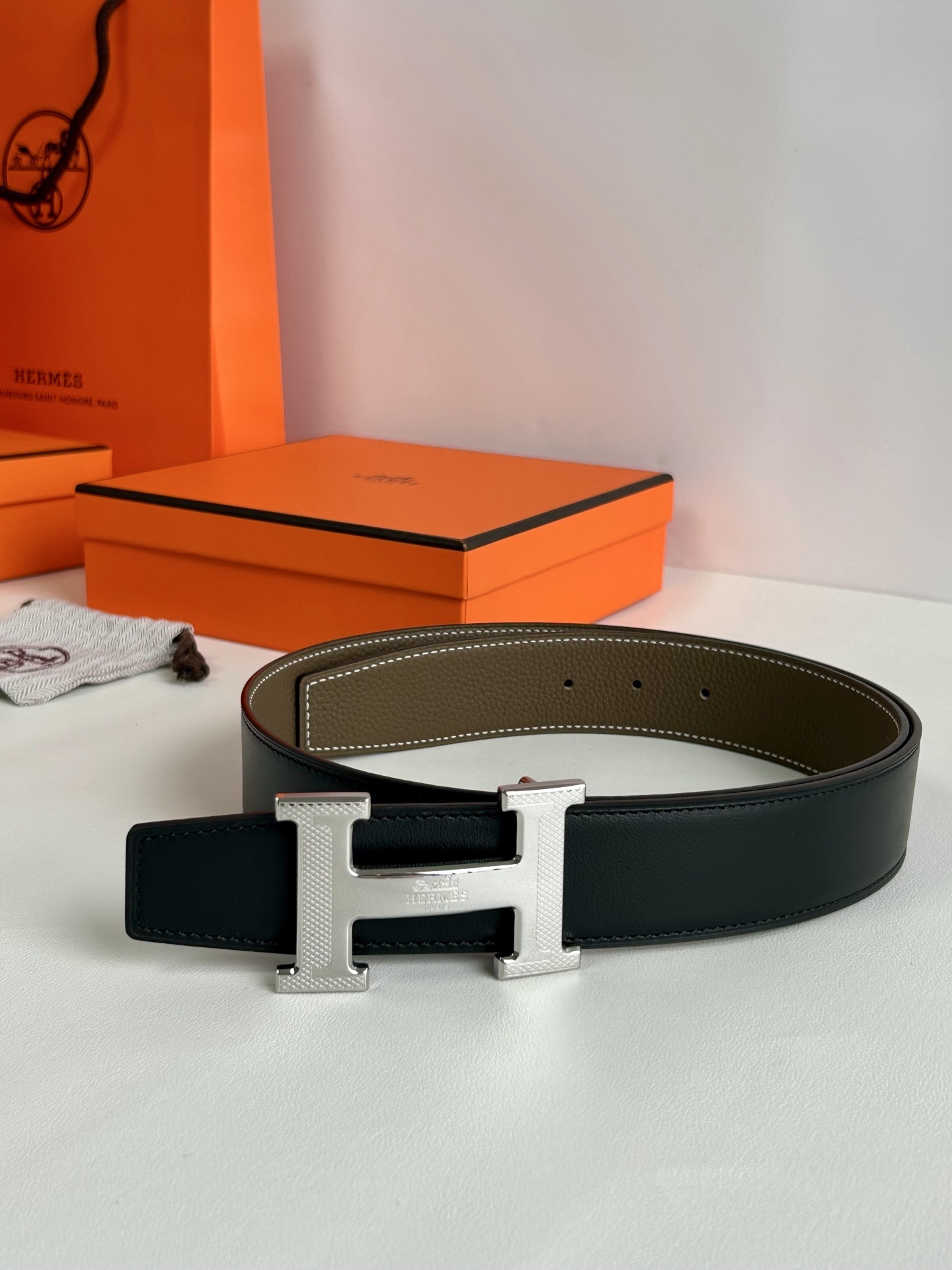 Hermès H Belt Kit Reversible Leather with Textured H Buckle