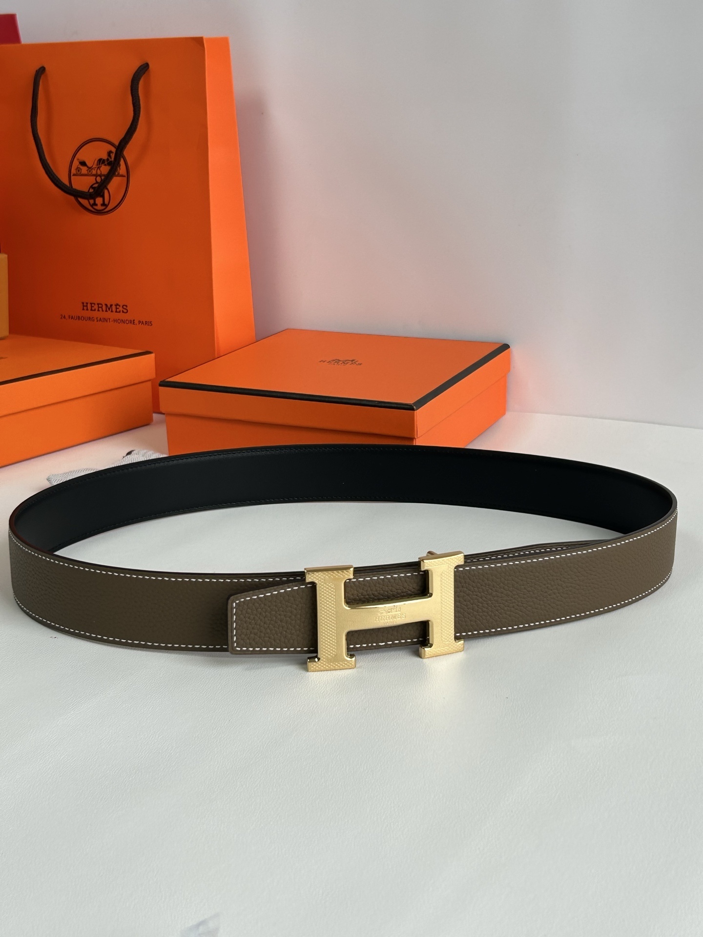 Hermès H Belt Kit Reversible Leather with Textured H Buckle
