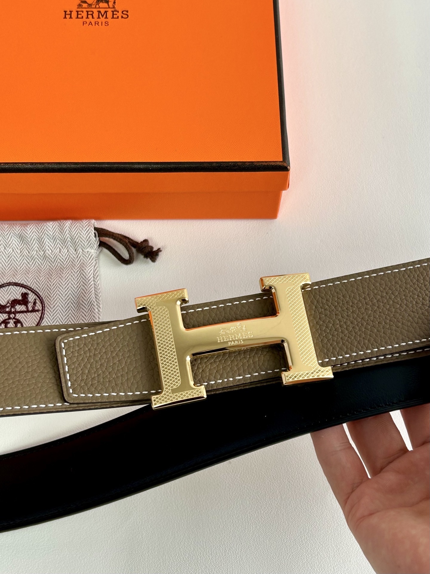 Hermès H Belt Kit Reversible Leather with Textured H Buckle